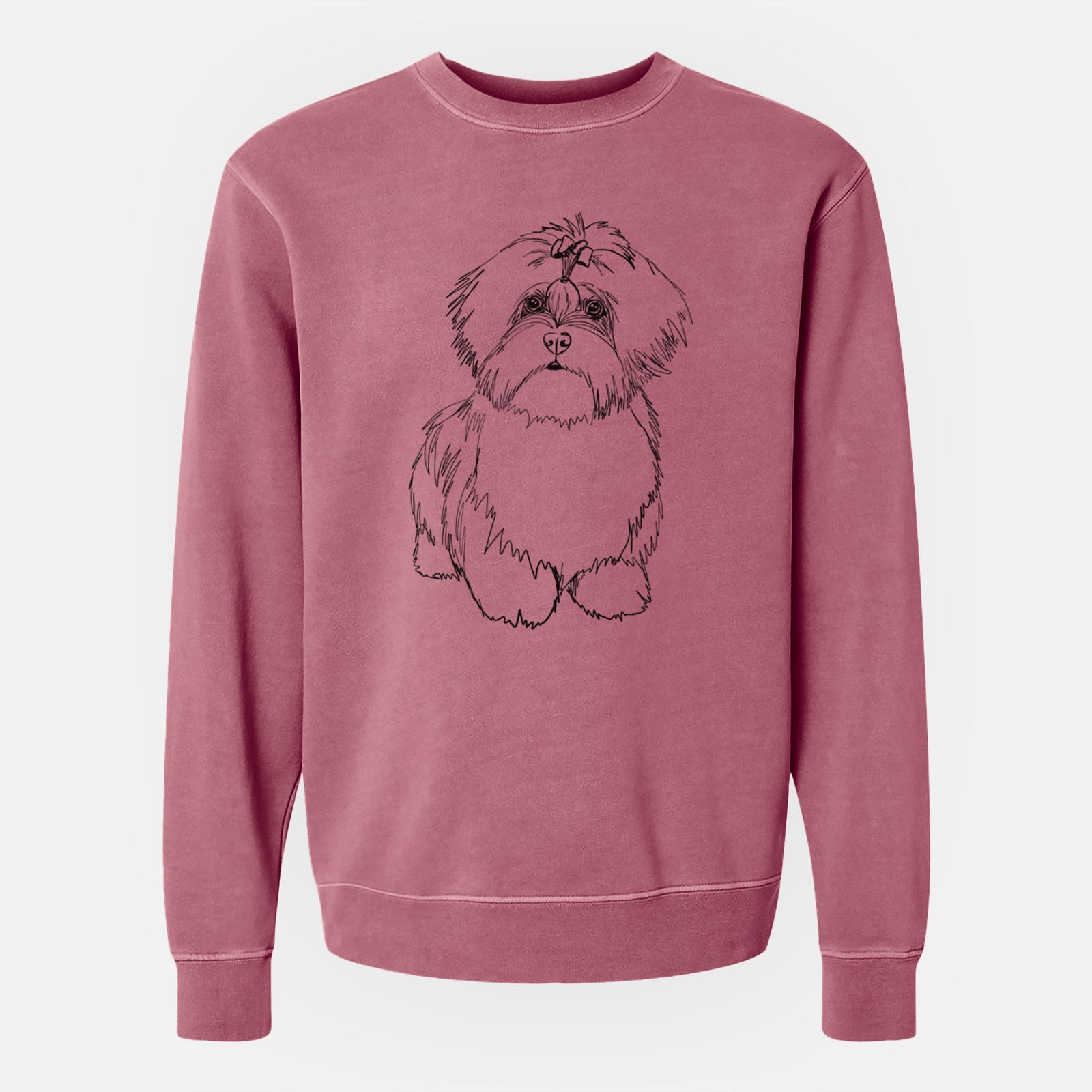Doodled Laney the Lhasa Apso - Unisex Pigment Dyed Crew Sweatshirt