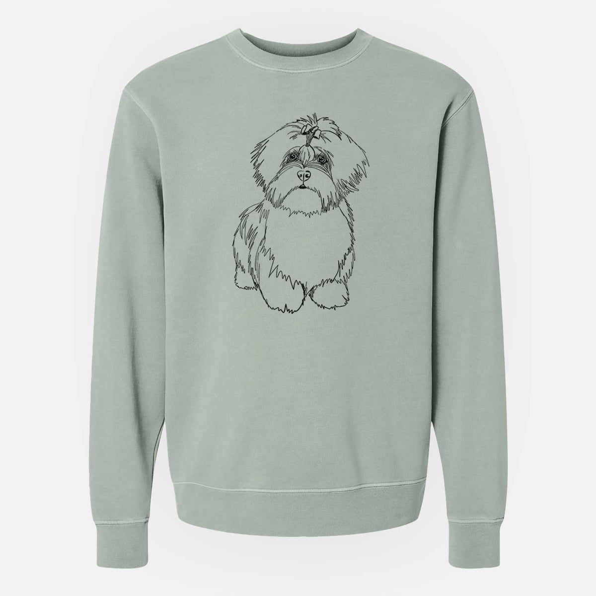 Doodled Laney the Lhasa Apso - Unisex Pigment Dyed Crew Sweatshirt