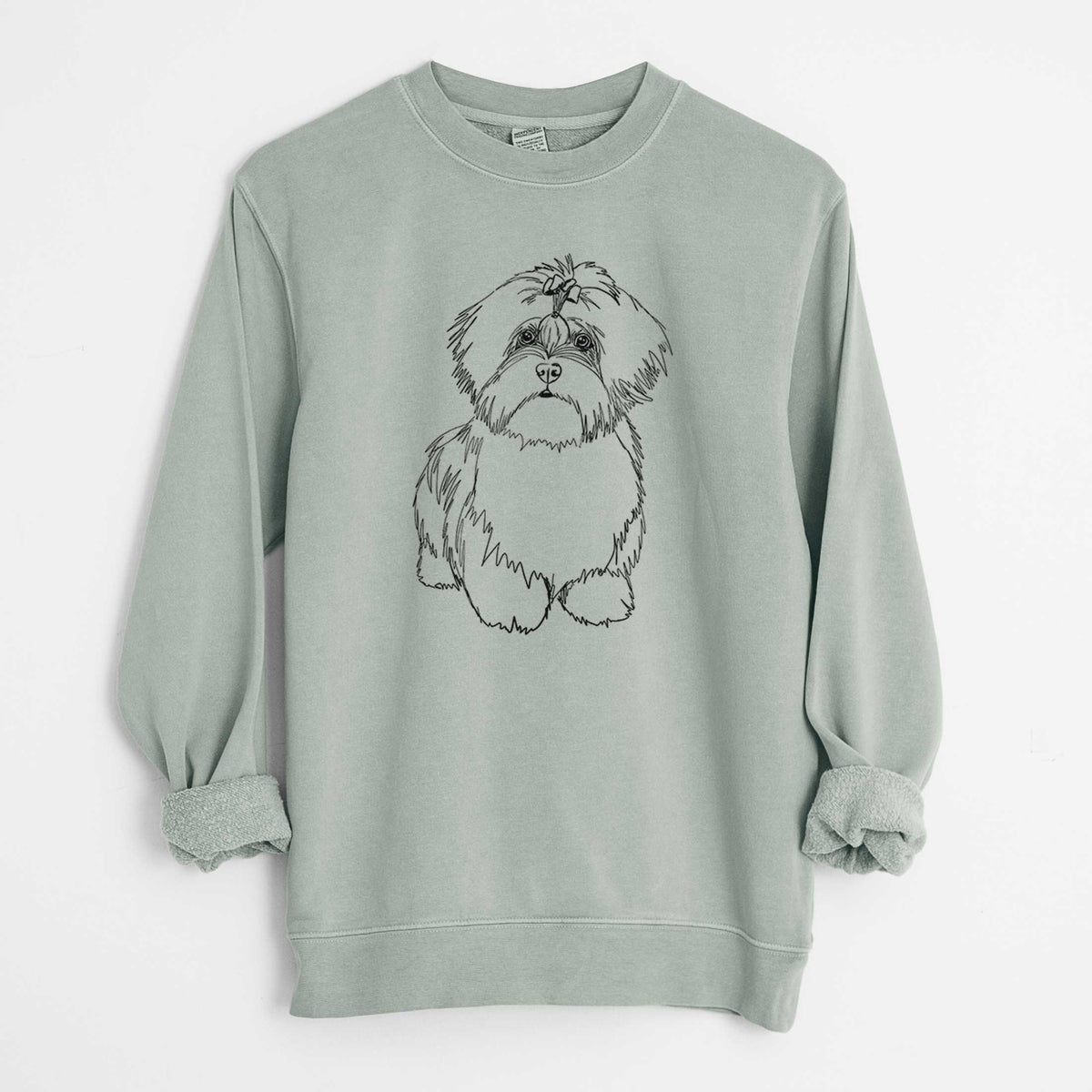 Doodled Laney the Lhasa Apso - Unisex Pigment Dyed Crew Sweatshirt
