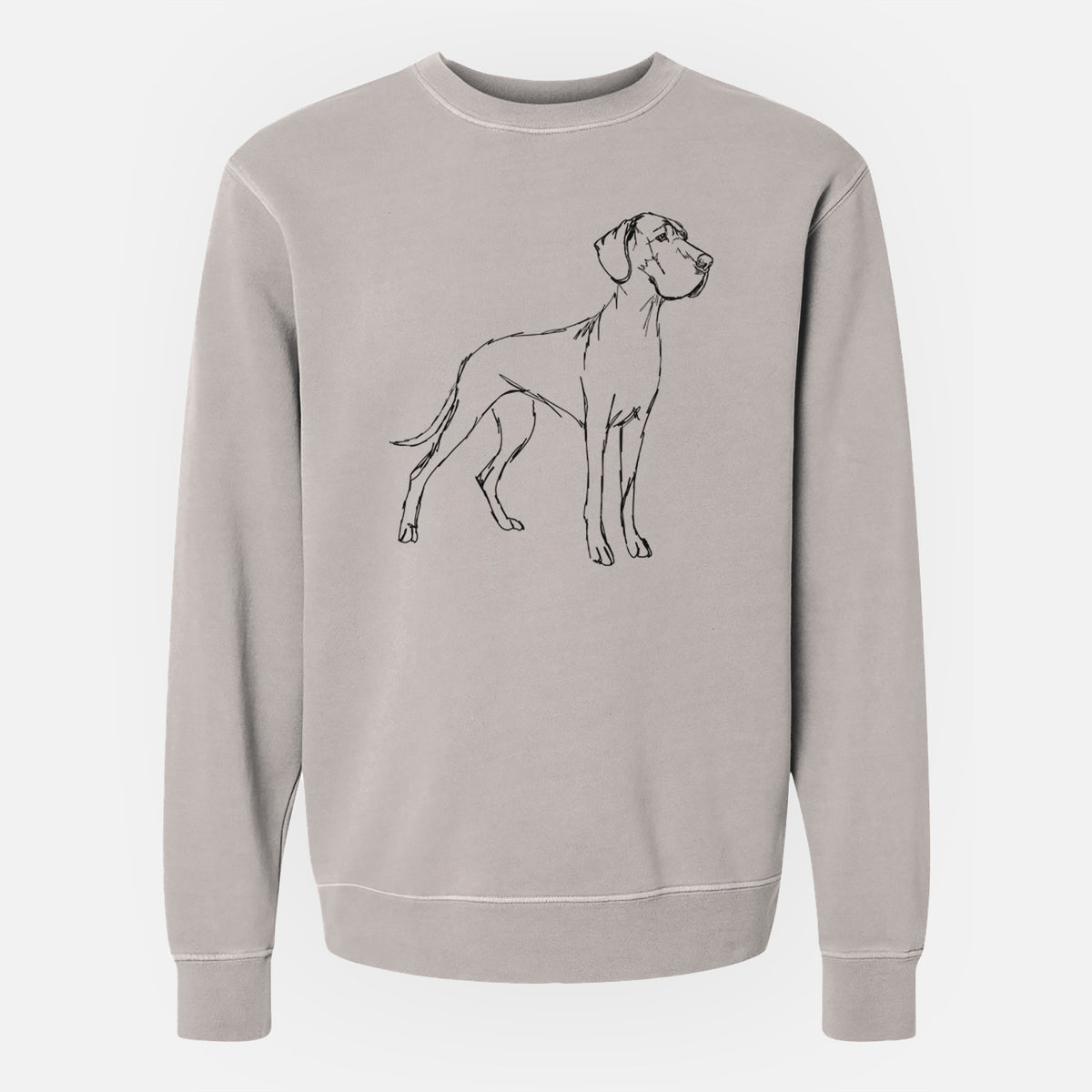 Doodled Layla the Great Dane - Unisex Pigment Dyed Crew Sweatshirt
