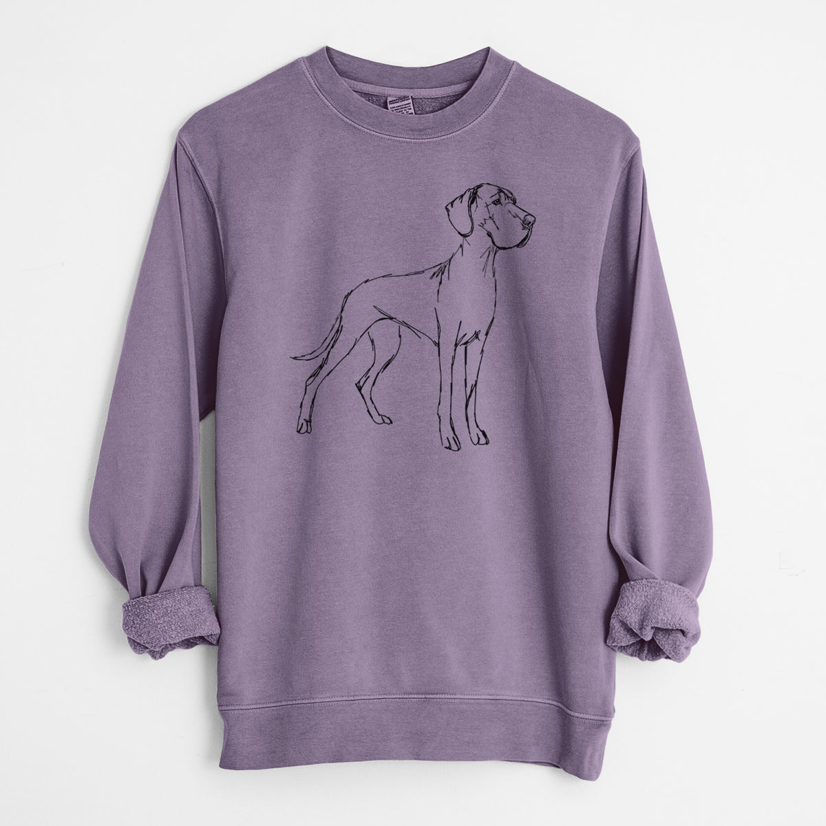 Doodled Layla the Great Dane - Unisex Pigment Dyed Crew Sweatshirt