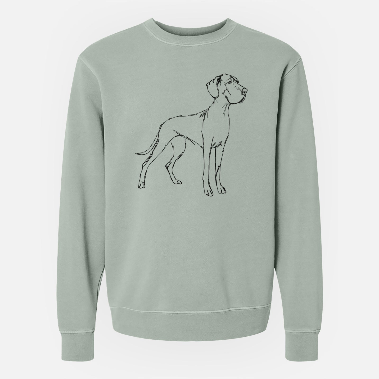 Doodled Layla the Great Dane - Unisex Pigment Dyed Crew Sweatshirt