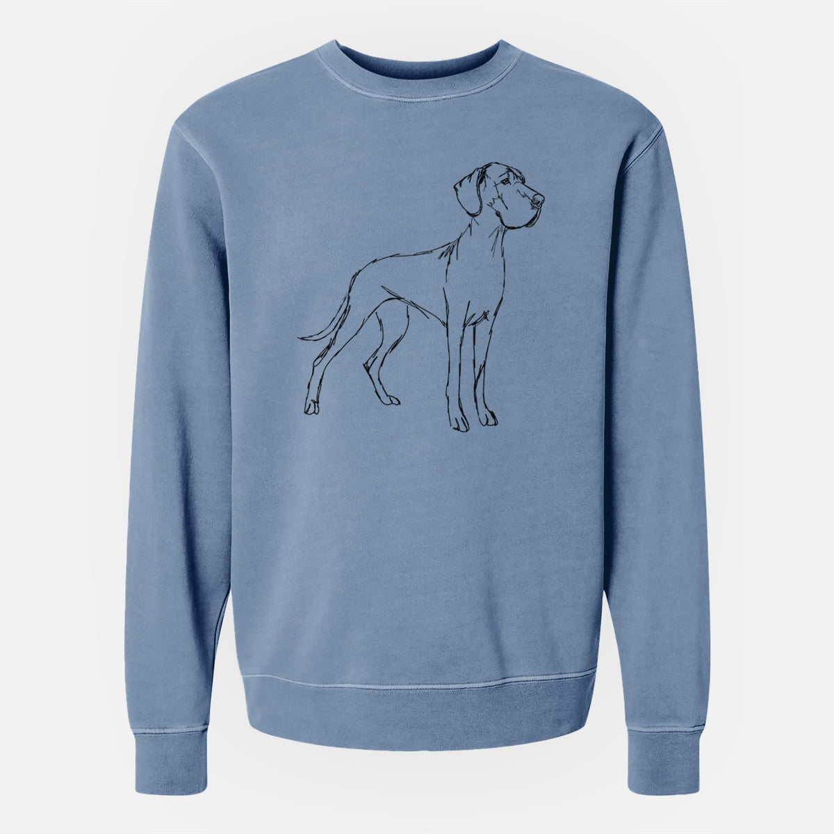 Doodled Layla the Great Dane - Unisex Pigment Dyed Crew Sweatshirt
