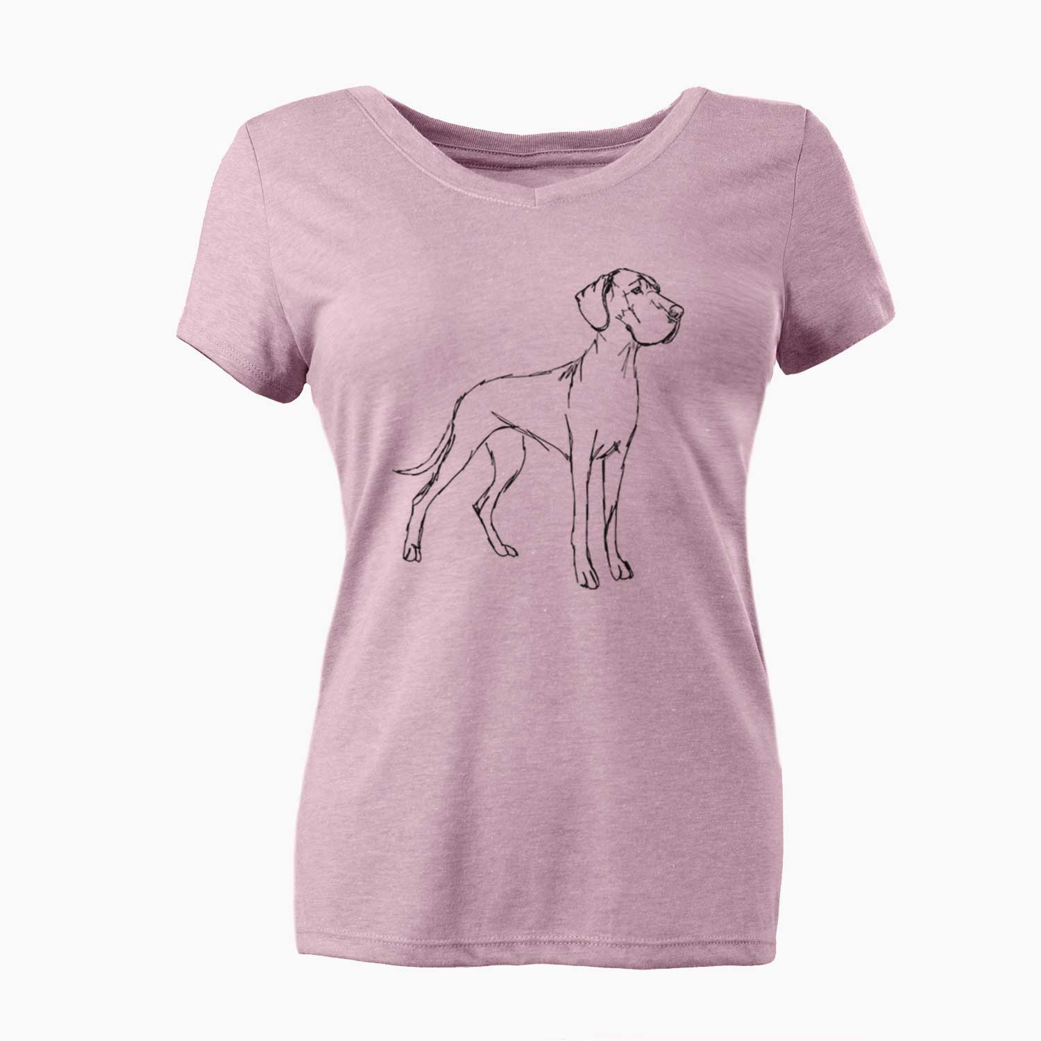 Doodled Layla the Great Dane - Women's V-neck Shirt