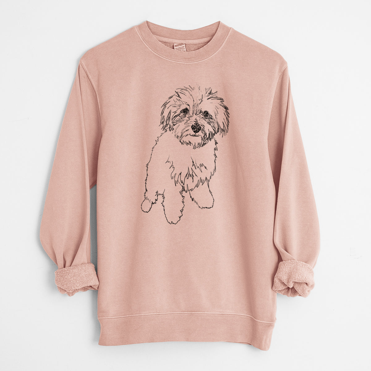 Doodled Leo the Mixed Breed - Unisex Pigment Dyed Crew Sweatshirt