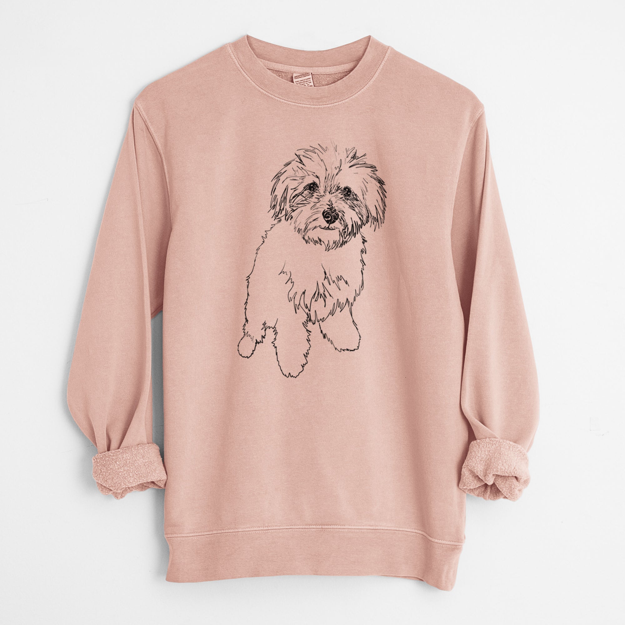 Doodled Leo the Mixed Breed - Unisex Pigment Dyed Crew Sweatshirt