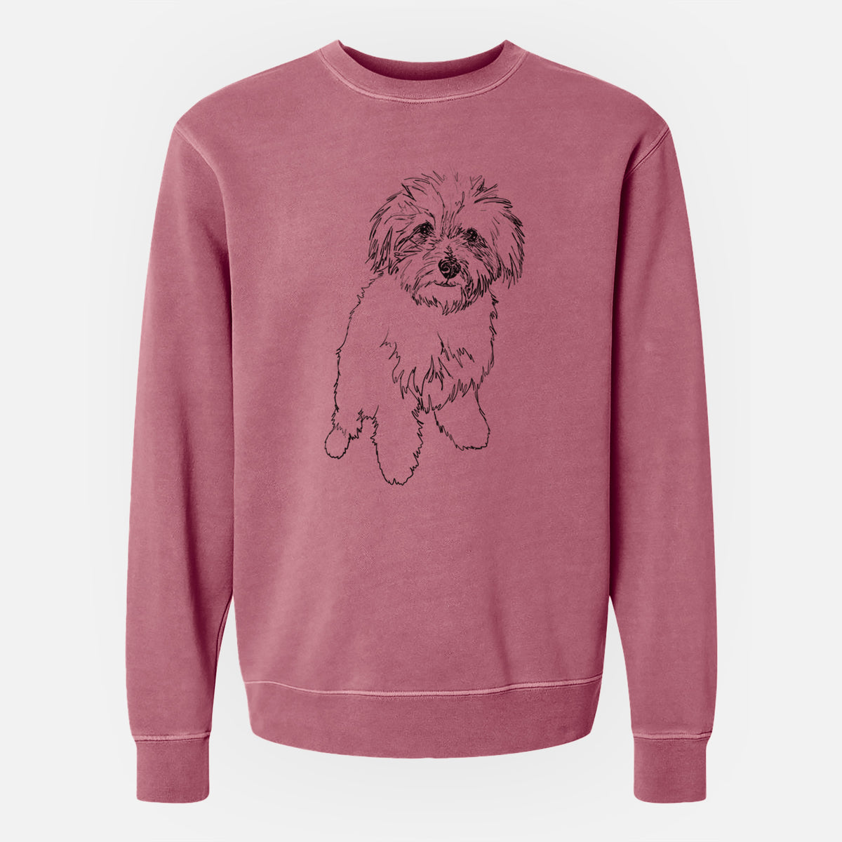 Doodled Leo the Mixed Breed - Unisex Pigment Dyed Crew Sweatshirt