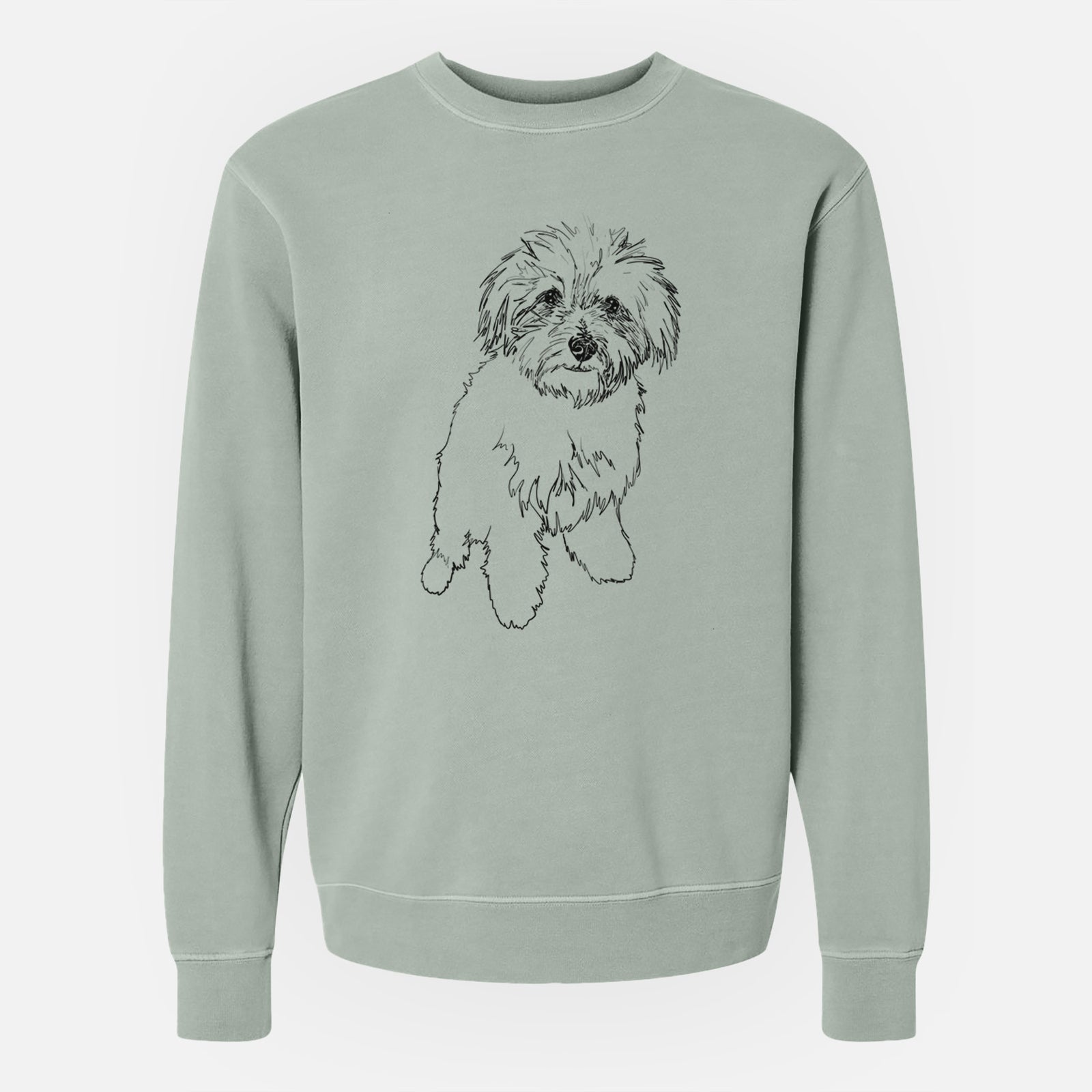Doodled Leo the Mixed Breed - Unisex Pigment Dyed Crew Sweatshirt