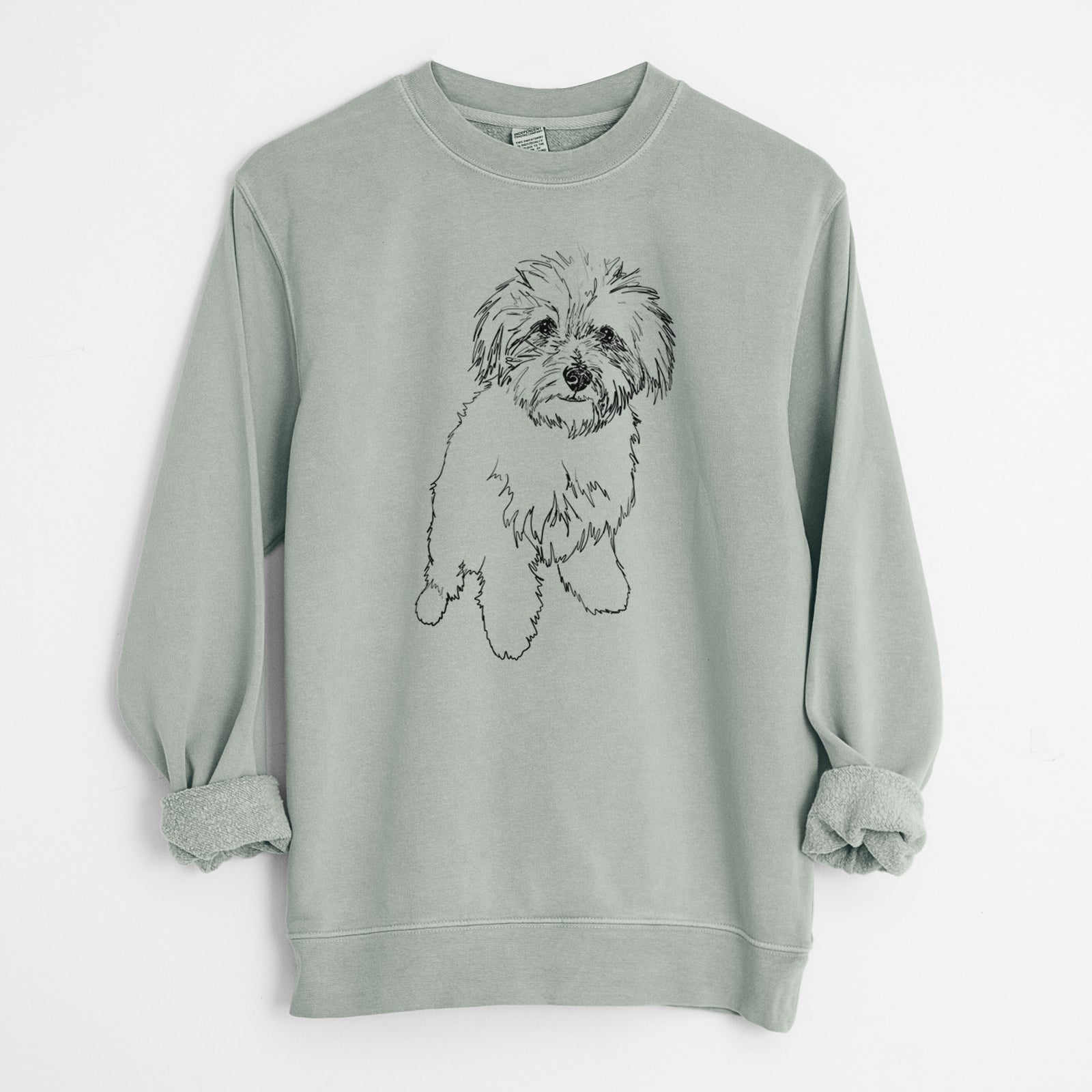 Doodled Leo the Mixed Breed - Unisex Pigment Dyed Crew Sweatshirt