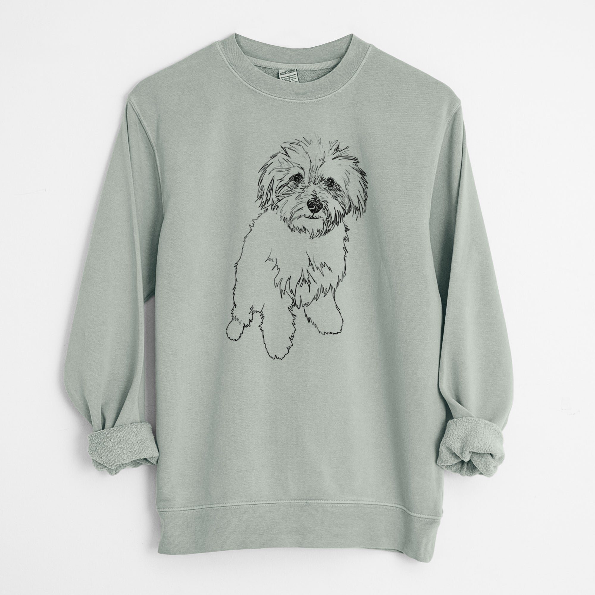 Doodled Leo the Mixed Breed - Unisex Pigment Dyed Crew Sweatshirt