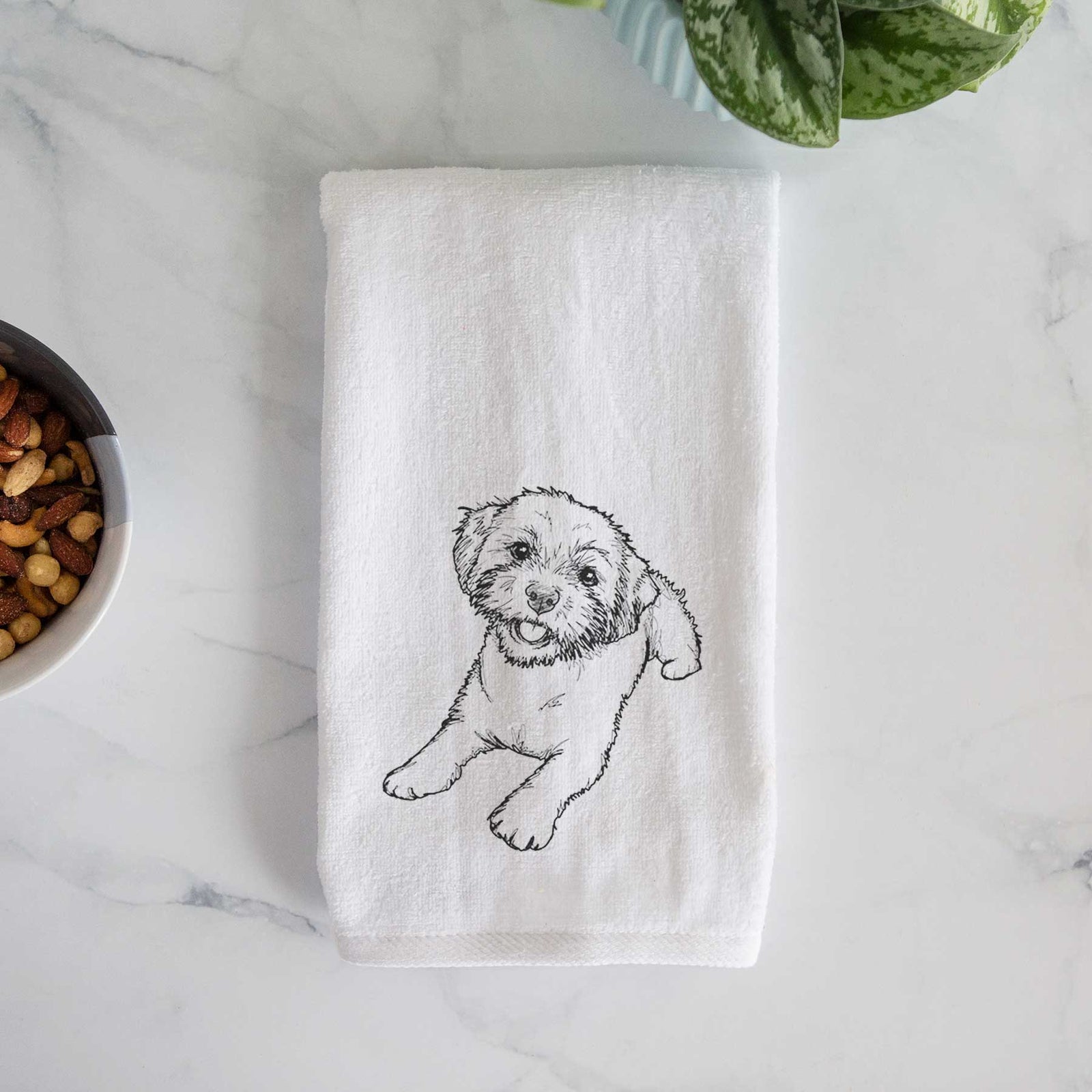 Doodled Lexi the Shichon Decorative Hand Towel