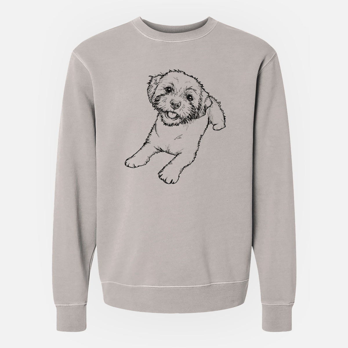 Doodled Lexi the Shichon - Unisex Pigment Dyed Crew Sweatshirt