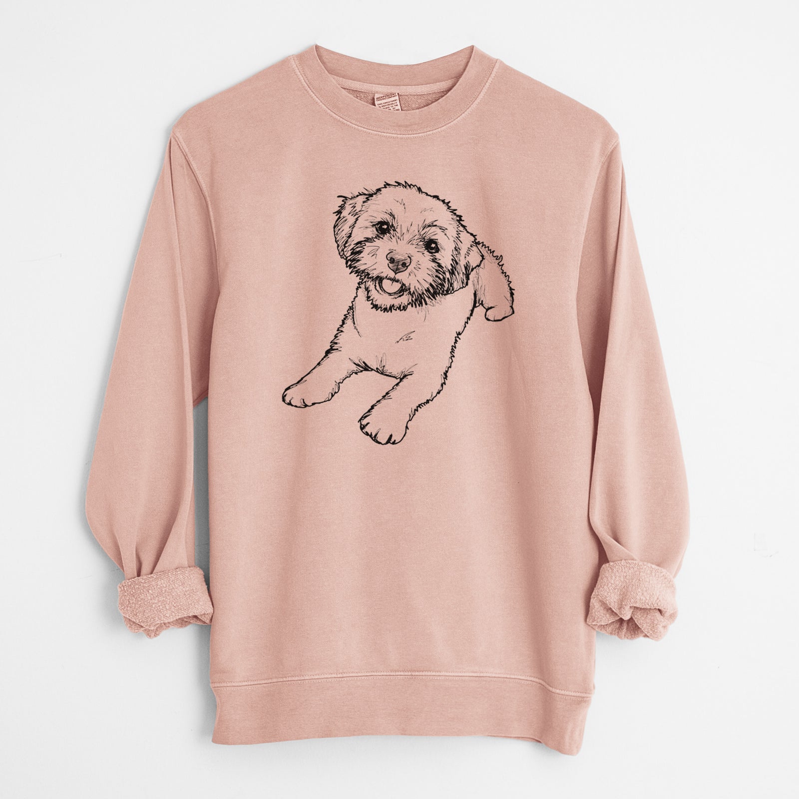 Doodled Lexi the Shichon - Unisex Pigment Dyed Crew Sweatshirt