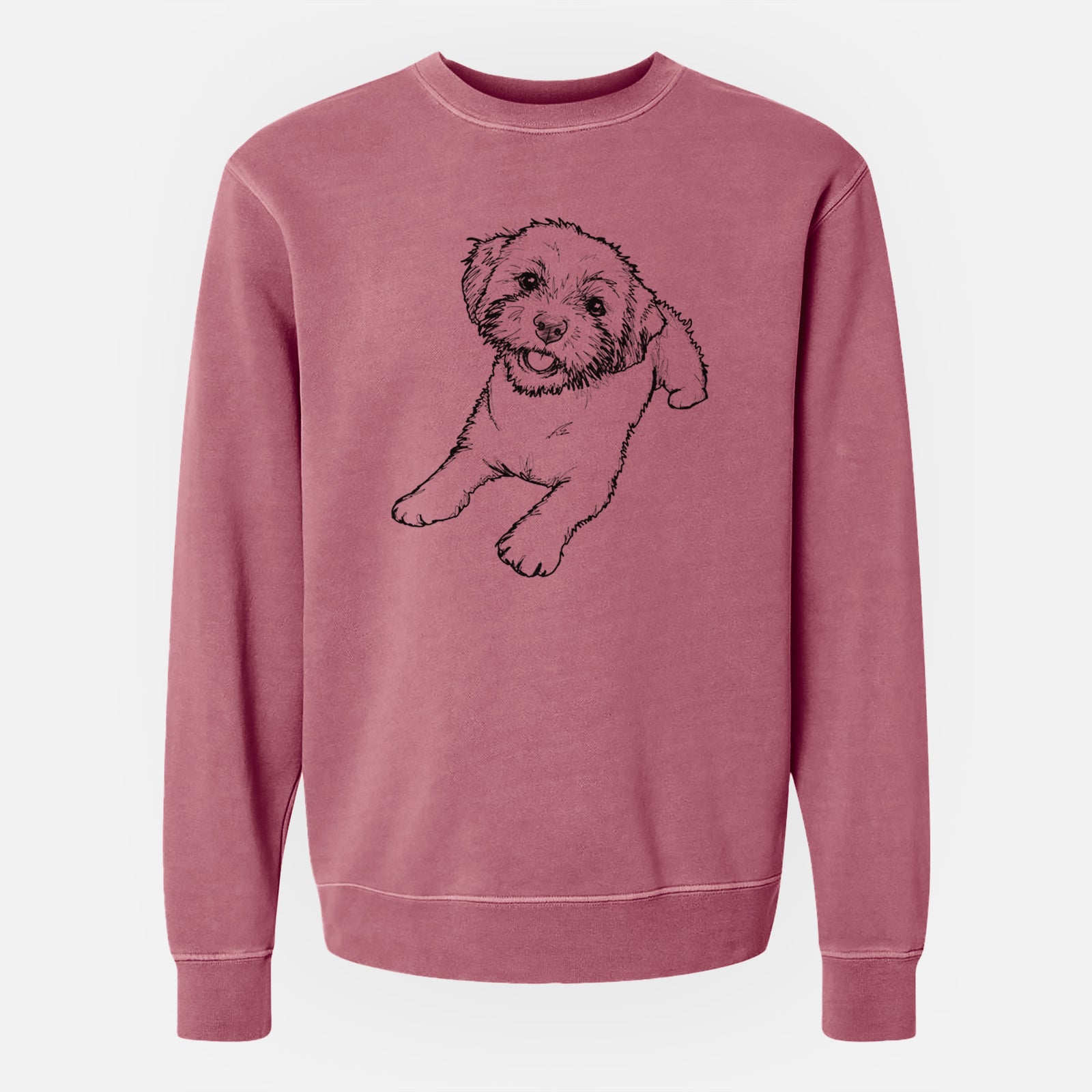 Doodled Lexi the Shichon - Unisex Pigment Dyed Crew Sweatshirt