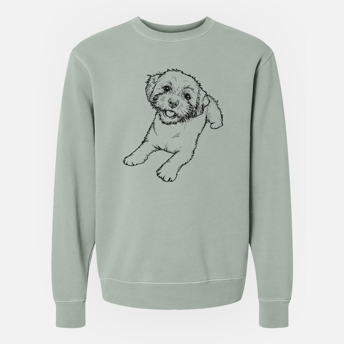 Doodled Lexi the Shichon - Unisex Pigment Dyed Crew Sweatshirt