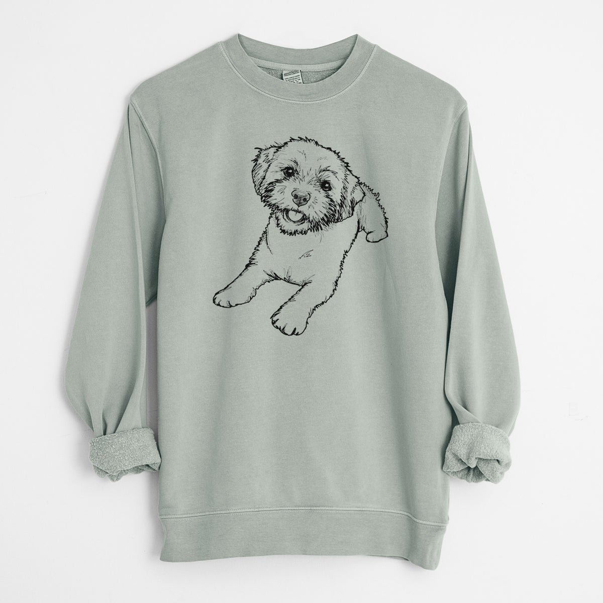 Doodled Lexi the Shichon - Unisex Pigment Dyed Crew Sweatshirt