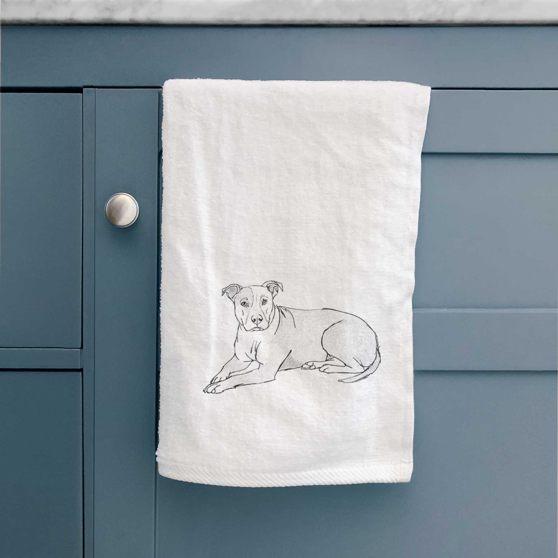 Doodled Lightning McQueen the Pitbull Mix Decorative Hand Towel