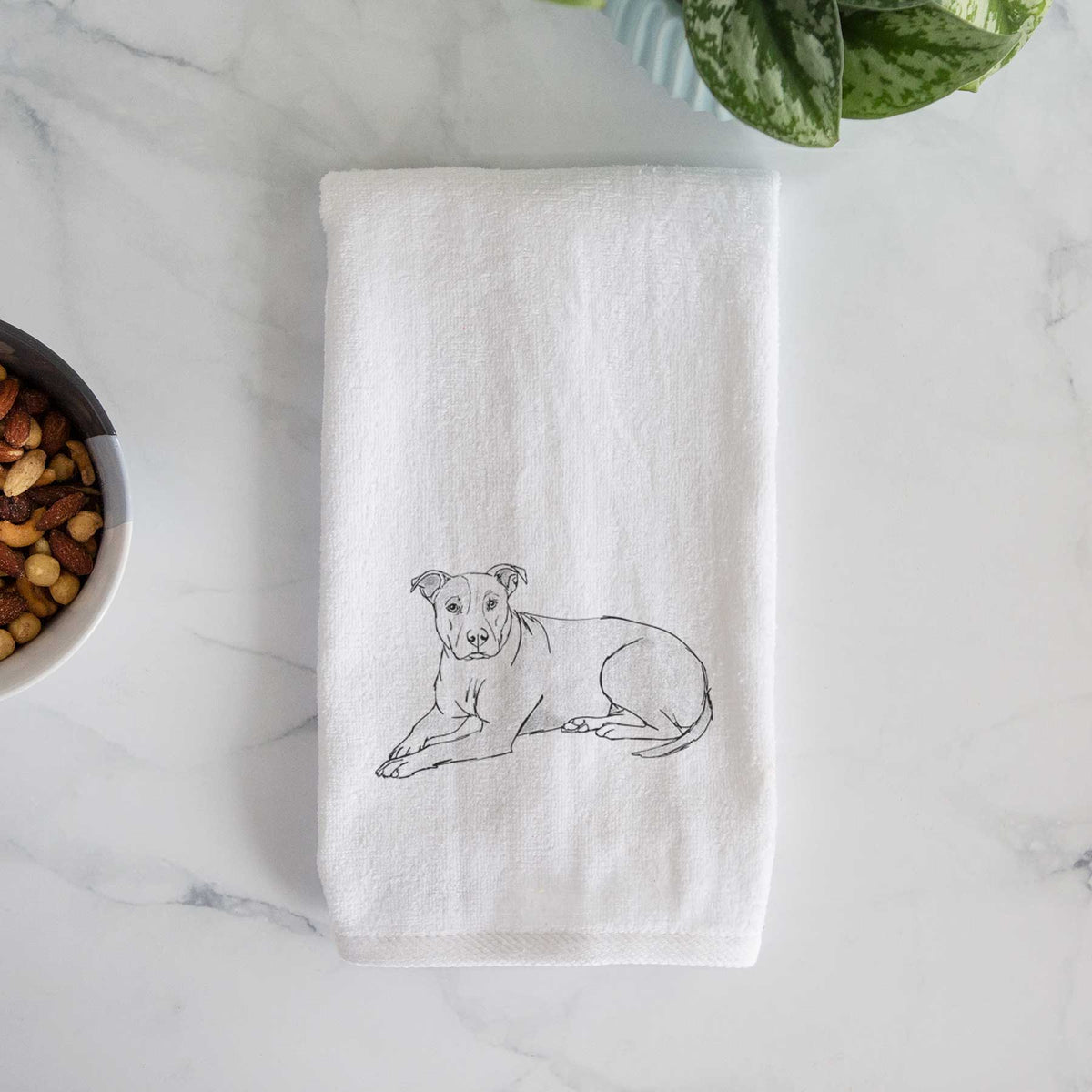 Doodled Lightning McQueen the Pitbull Mix Decorative Hand Towel