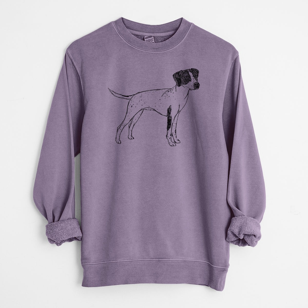 Doodled Lilly the English Pointer - Unisex Pigment Dyed Crew Sweatshirt