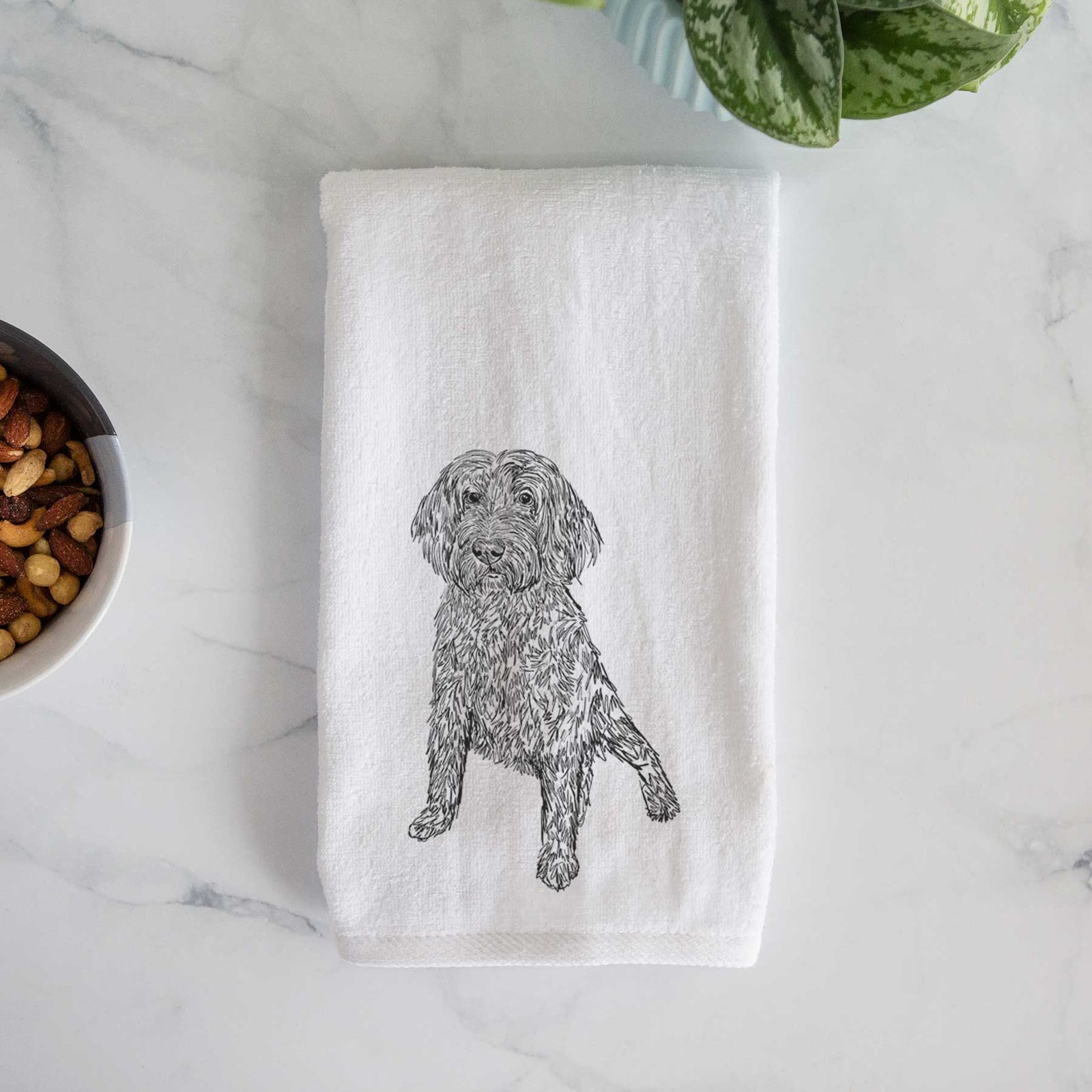 Doodled Lily the Goldendoodle Decorative Hand Towel