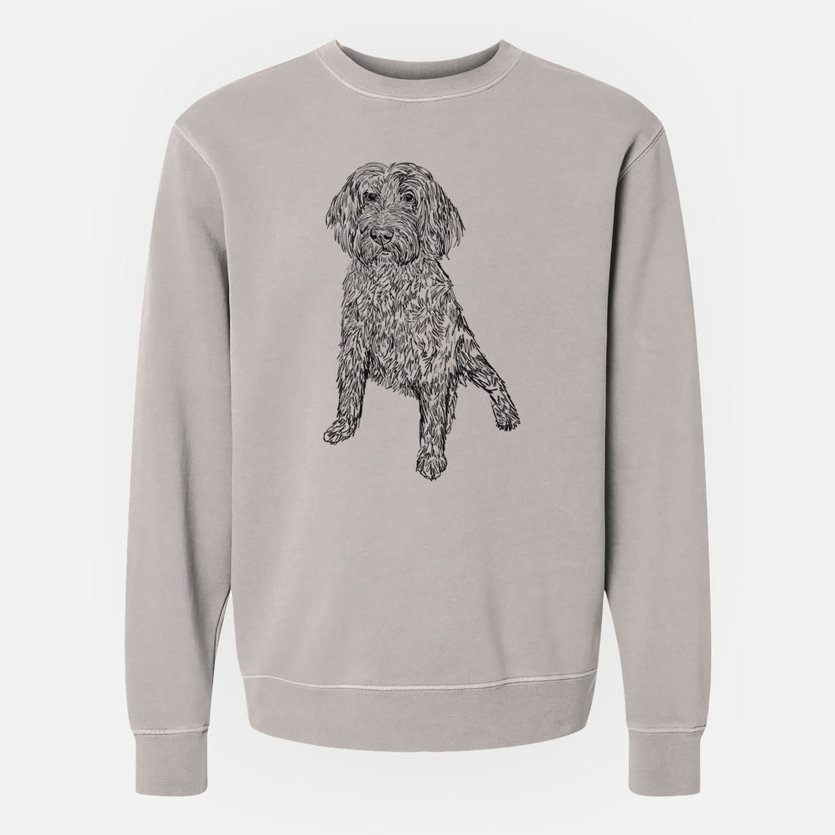 Doodled Lily the Goldendoodle - Unisex Pigment Dyed Crew Sweatshirt