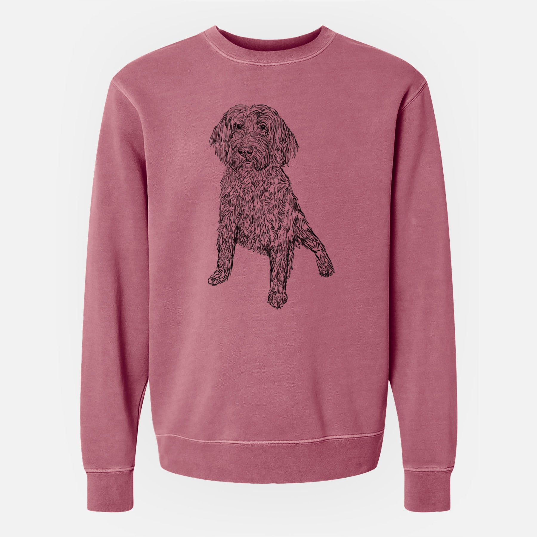 Doodled Lily the Goldendoodle - Unisex Pigment Dyed Crew Sweatshirt