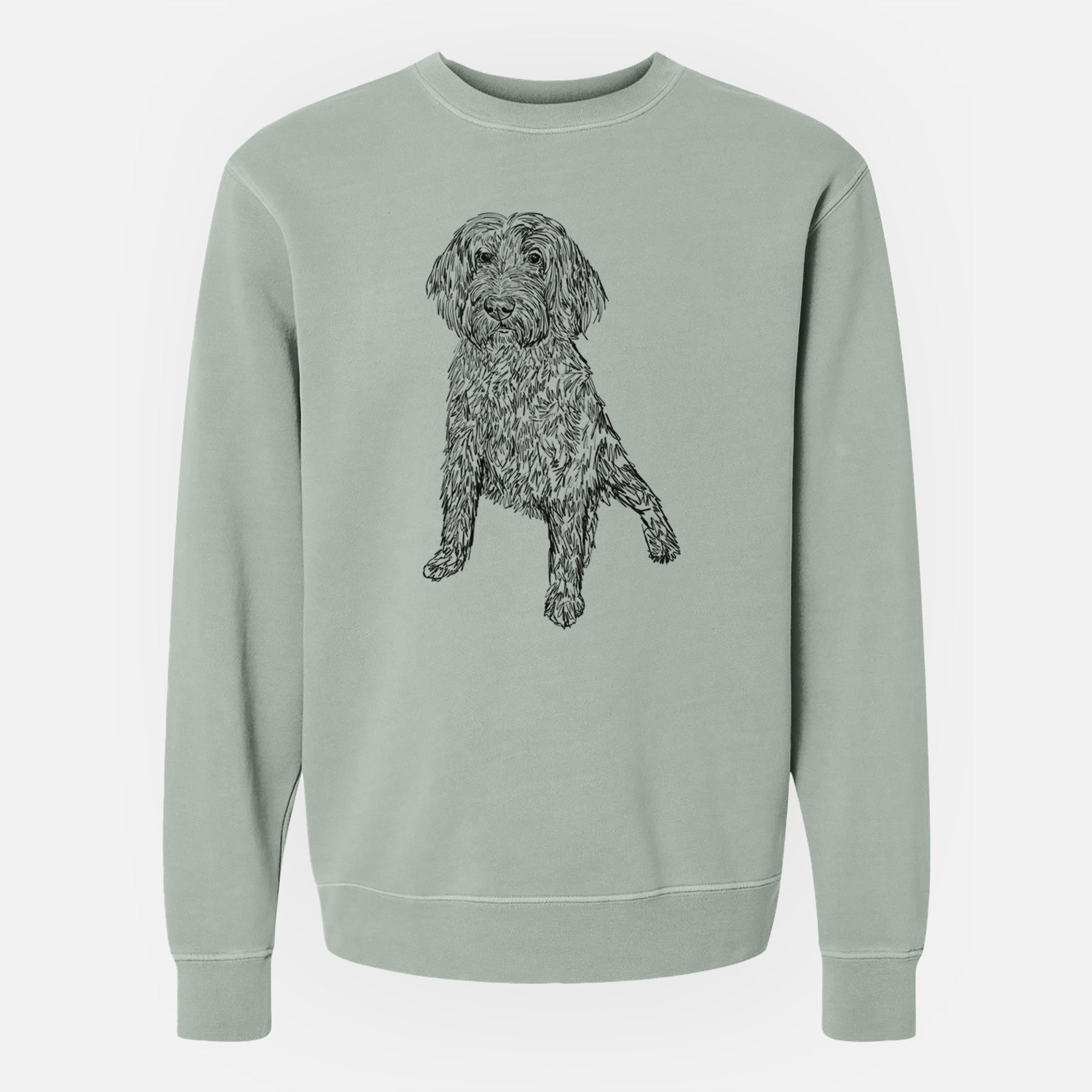 Doodled Lily the Goldendoodle - Unisex Pigment Dyed Crew Sweatshirt