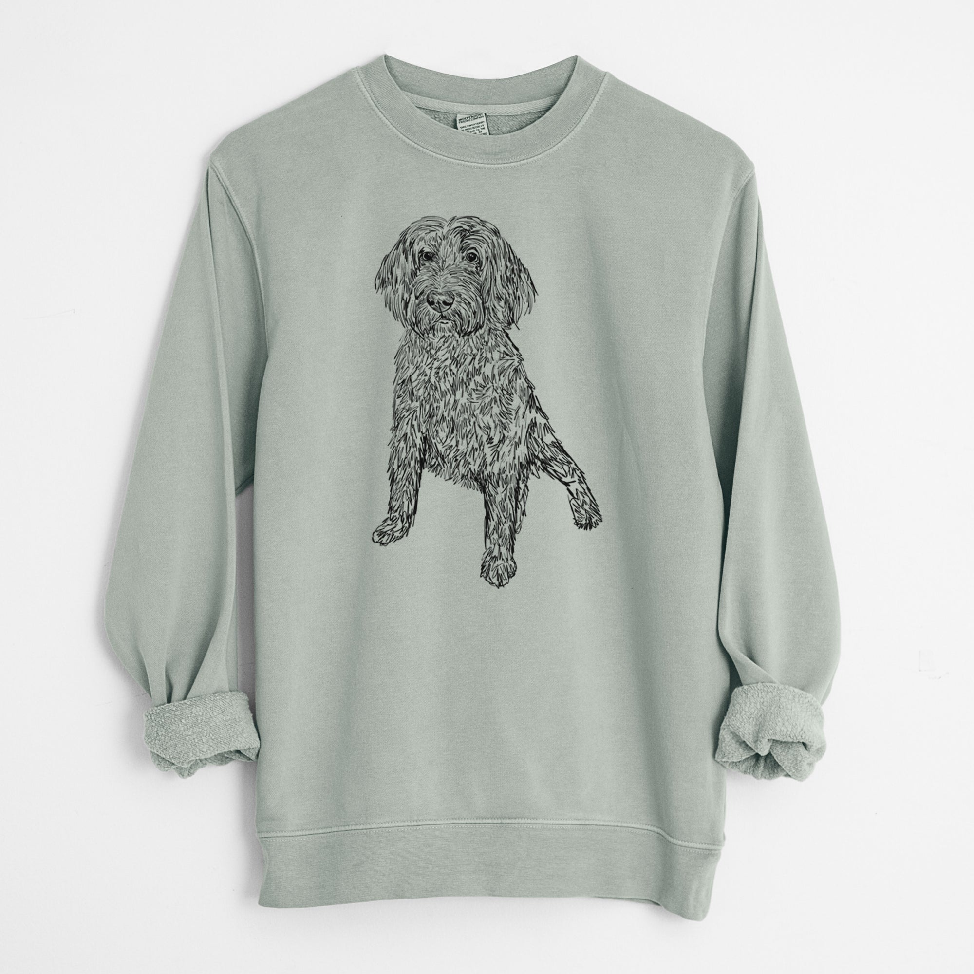 Doodled Lily the Goldendoodle - Unisex Pigment Dyed Crew Sweatshirt