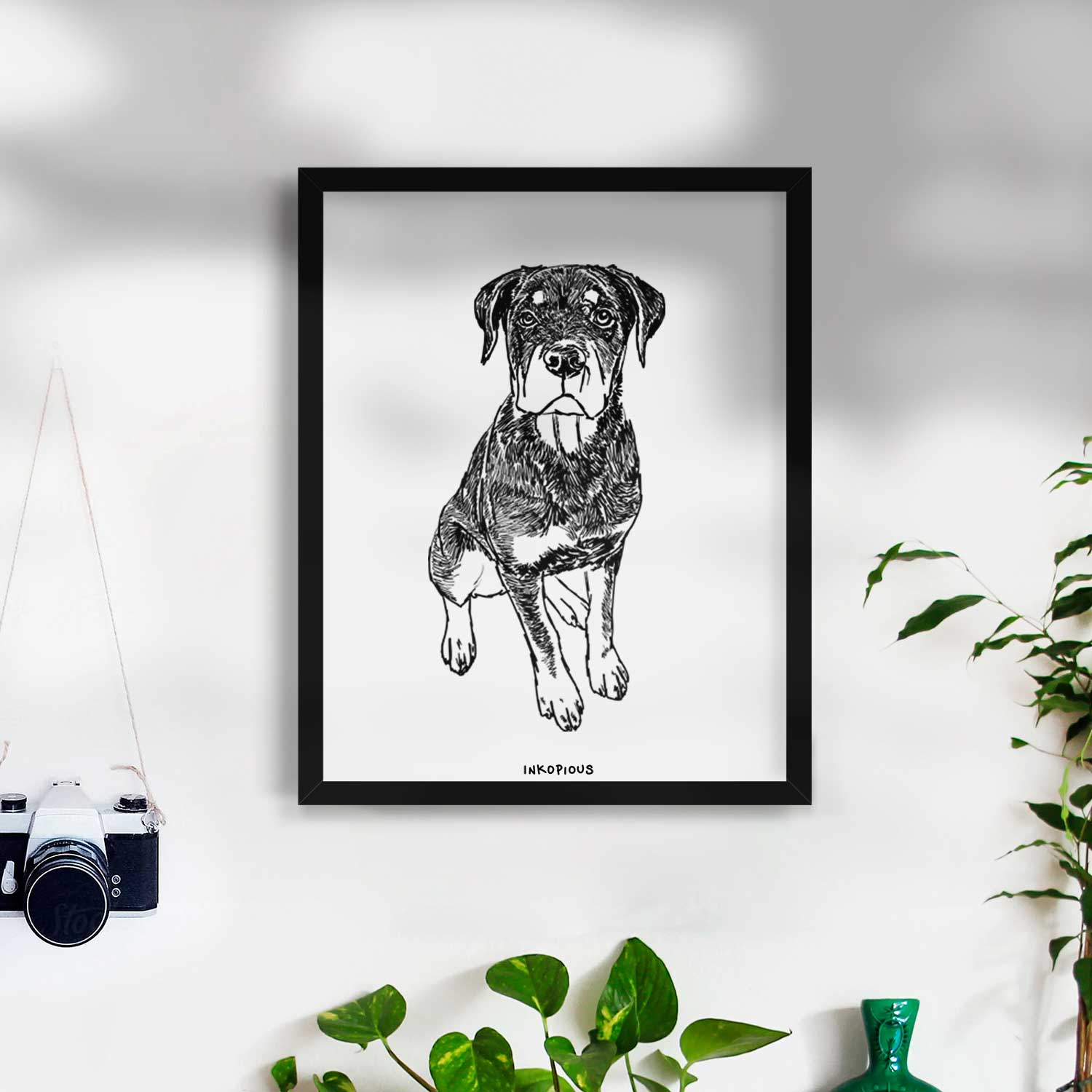 Doodled Lincoln the Rottweiler Puppy Art Print