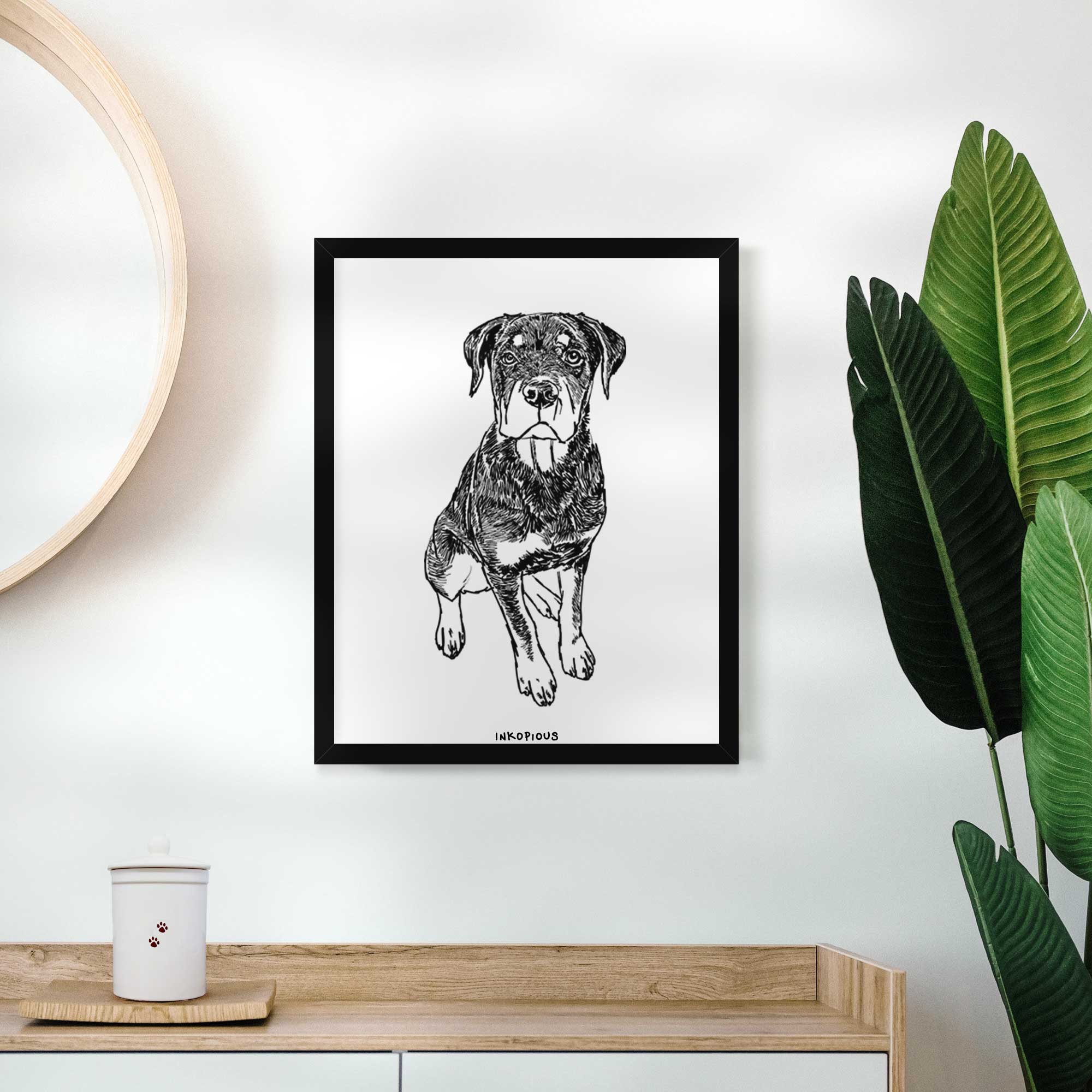 Doodled Lincoln the Rottweiler Puppy Art Print