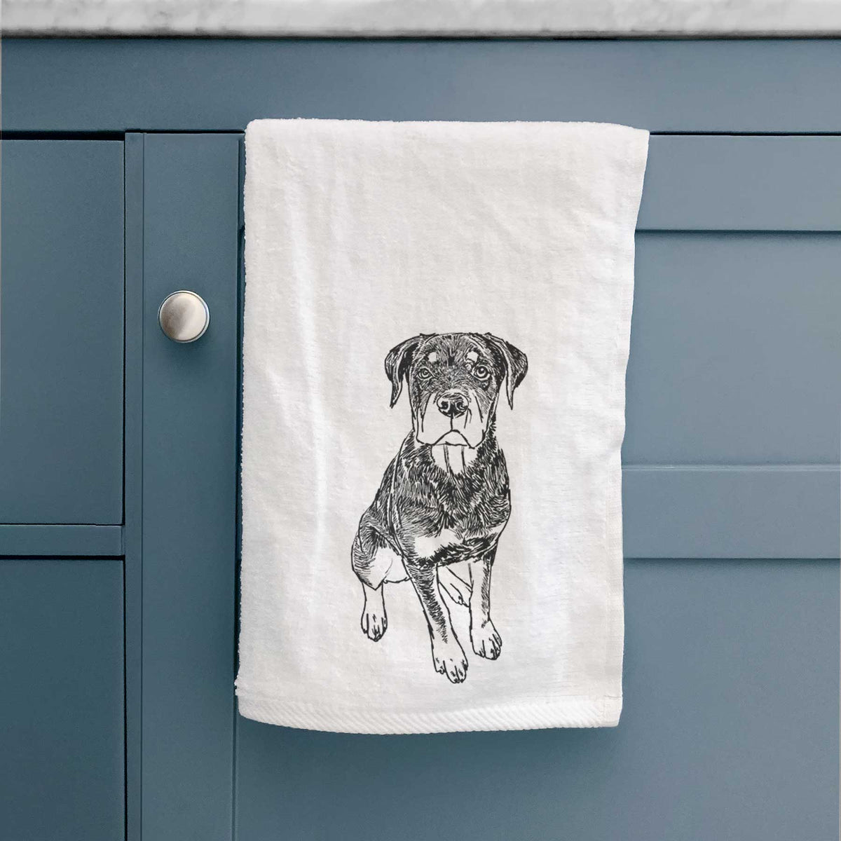 Doodled Lincoln the Rottweiler Puppy Decorative Hand Towel