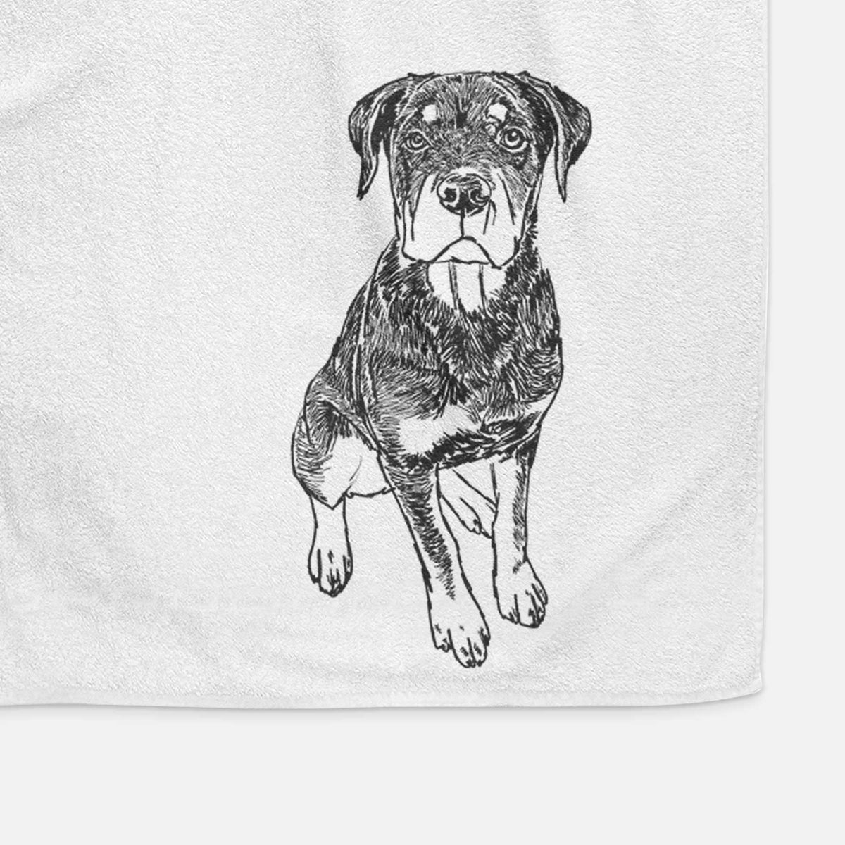 Doodled Lincoln the Rottweiler Puppy Decorative Hand Towel