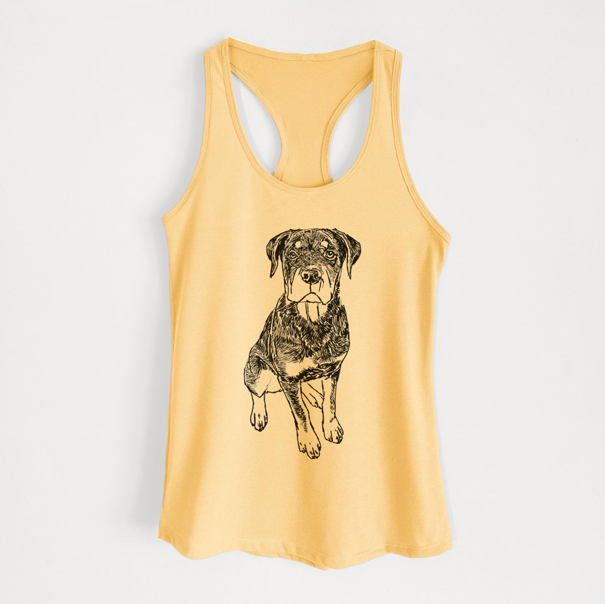 Doodled Lincoln the Rottweiler Puppy - Women's Racerback Tanktop