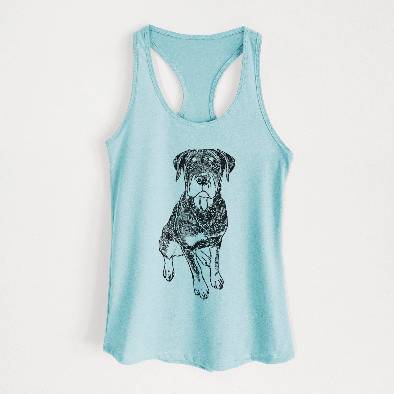 Doodled Lincoln the Rottweiler Puppy - Women's Racerback Tanktop