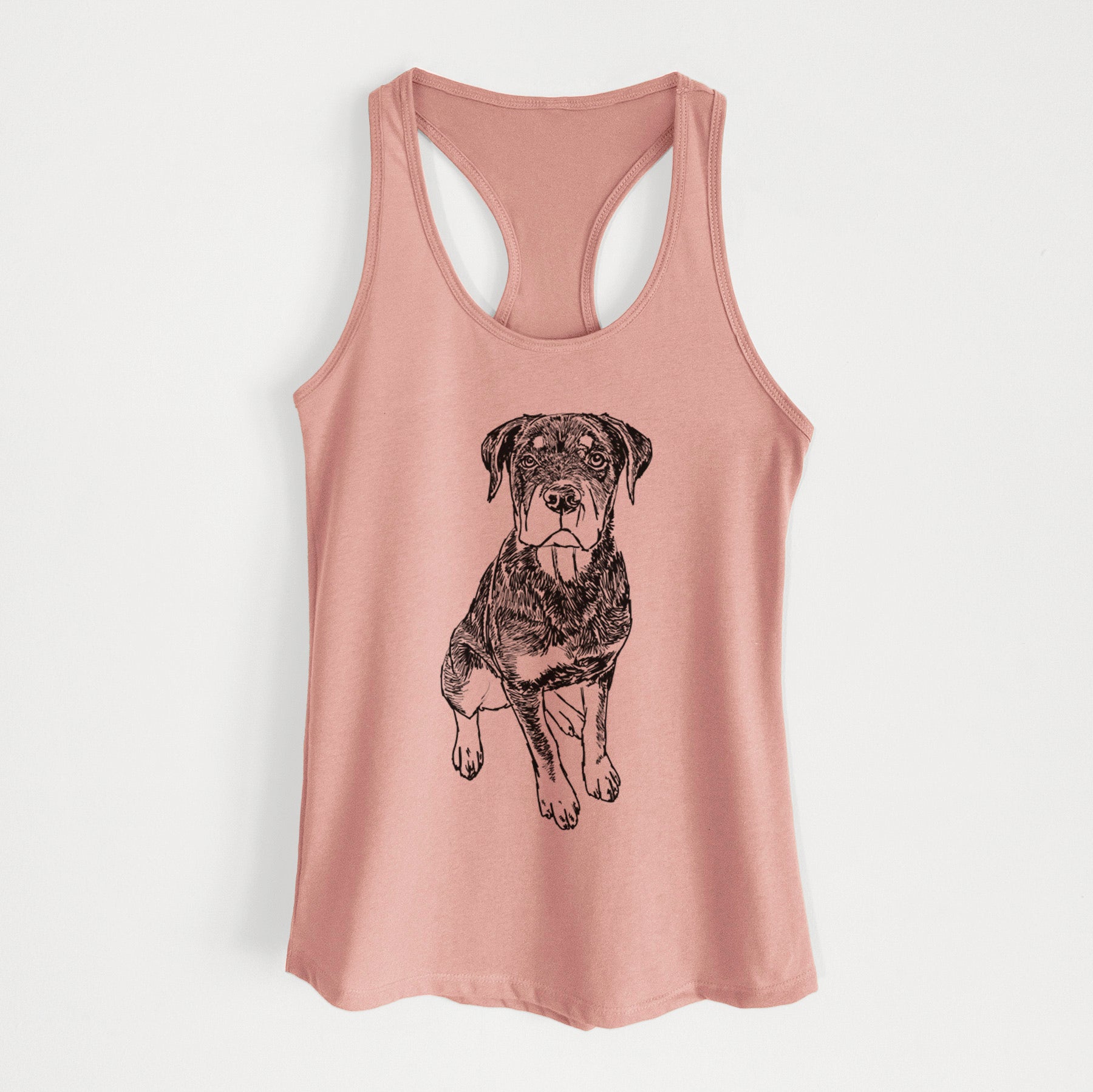 Doodled Lincoln the Rottweiler Puppy - Women's Racerback Tanktop