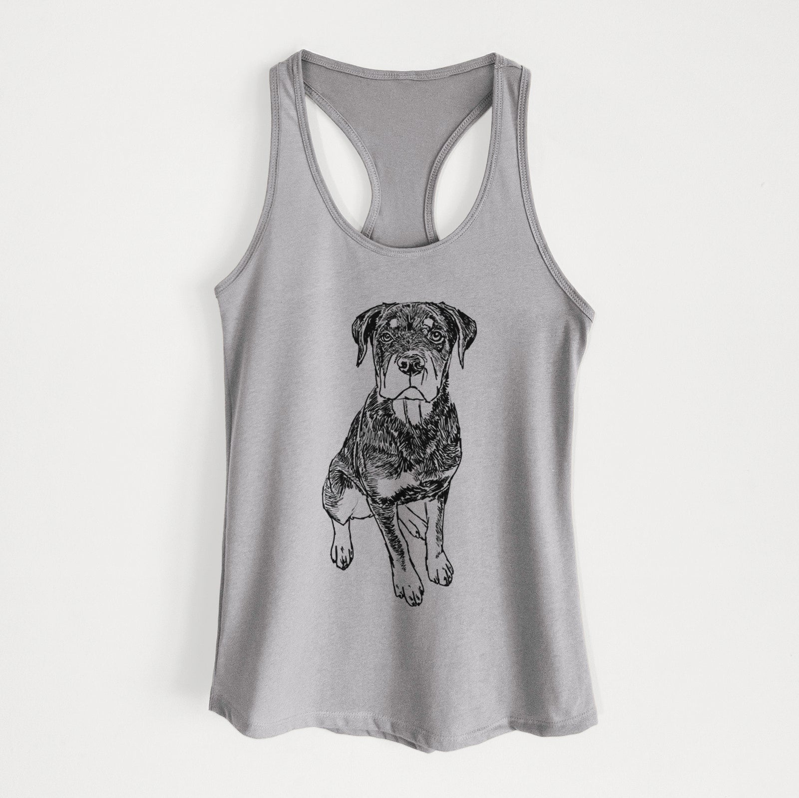 Doodled Lincoln the Rottweiler Puppy - Women's Racerback Tanktop
