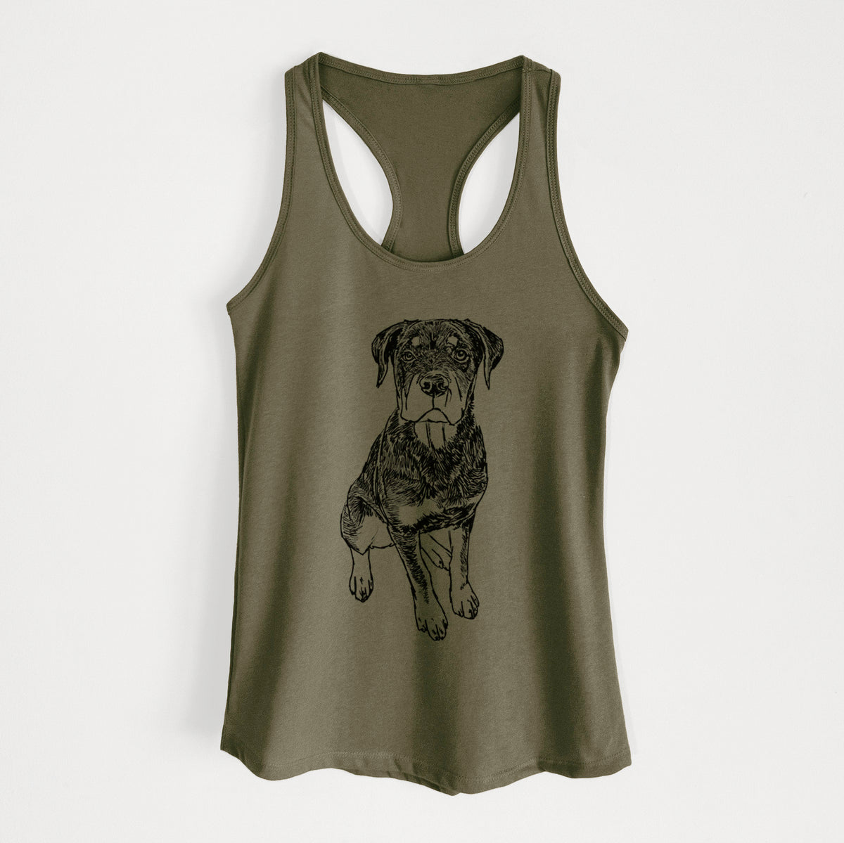 Doodled Lincoln the Rottweiler Puppy - Women's Racerback Tanktop