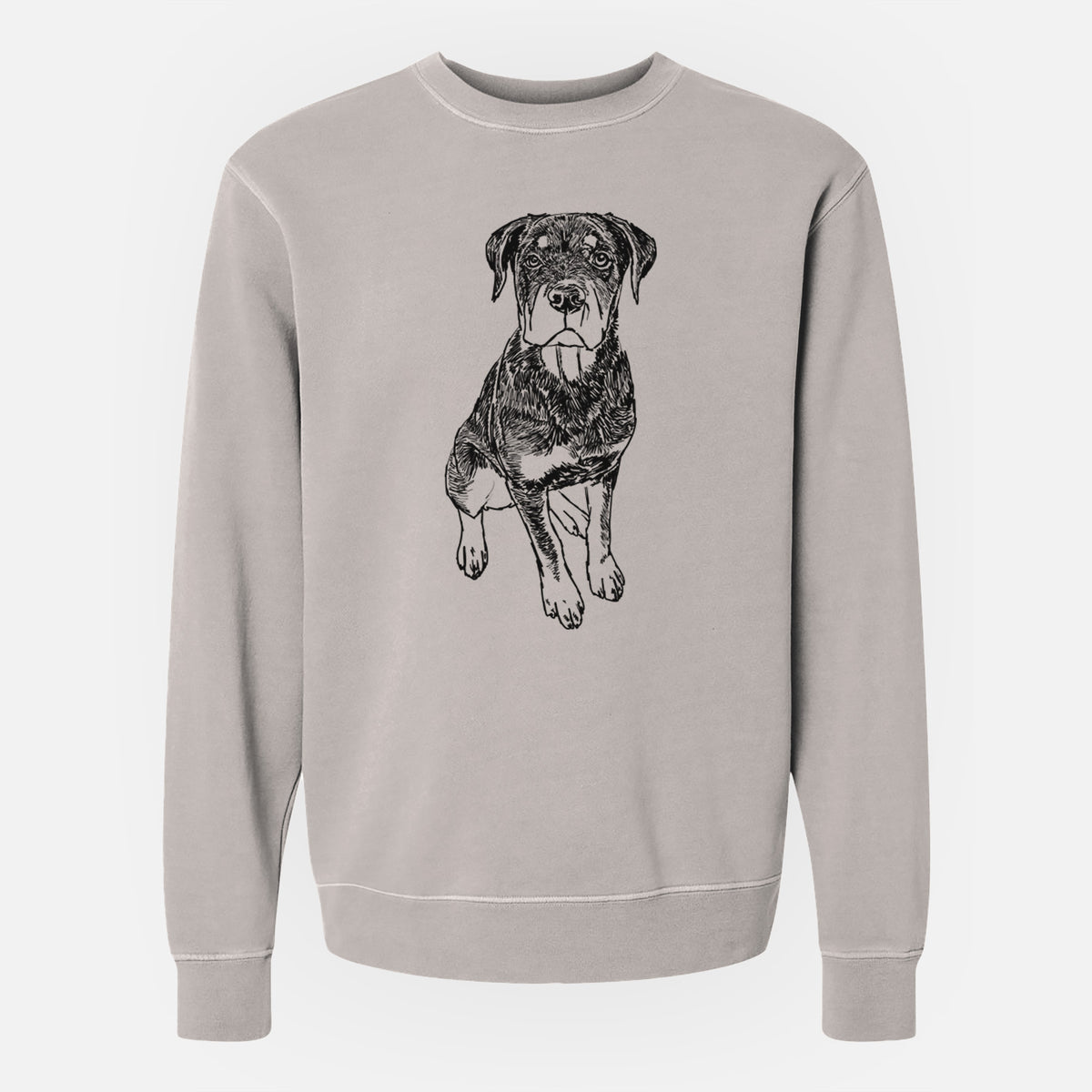 Doodled Lincoln the Rottweiler Puppy - Unisex Pigment Dyed Crew Sweatshirt