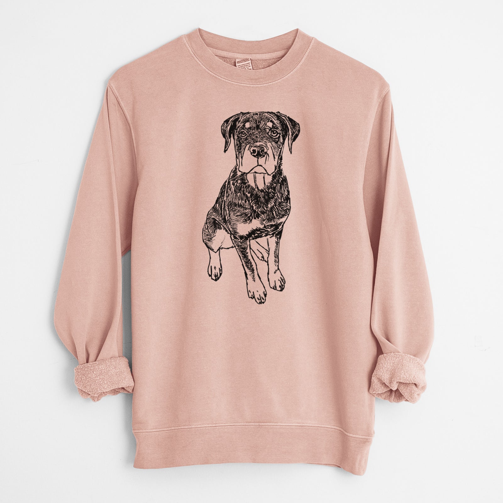 Doodled Lincoln the Rottweiler Puppy - Unisex Pigment Dyed Crew Sweatshirt
