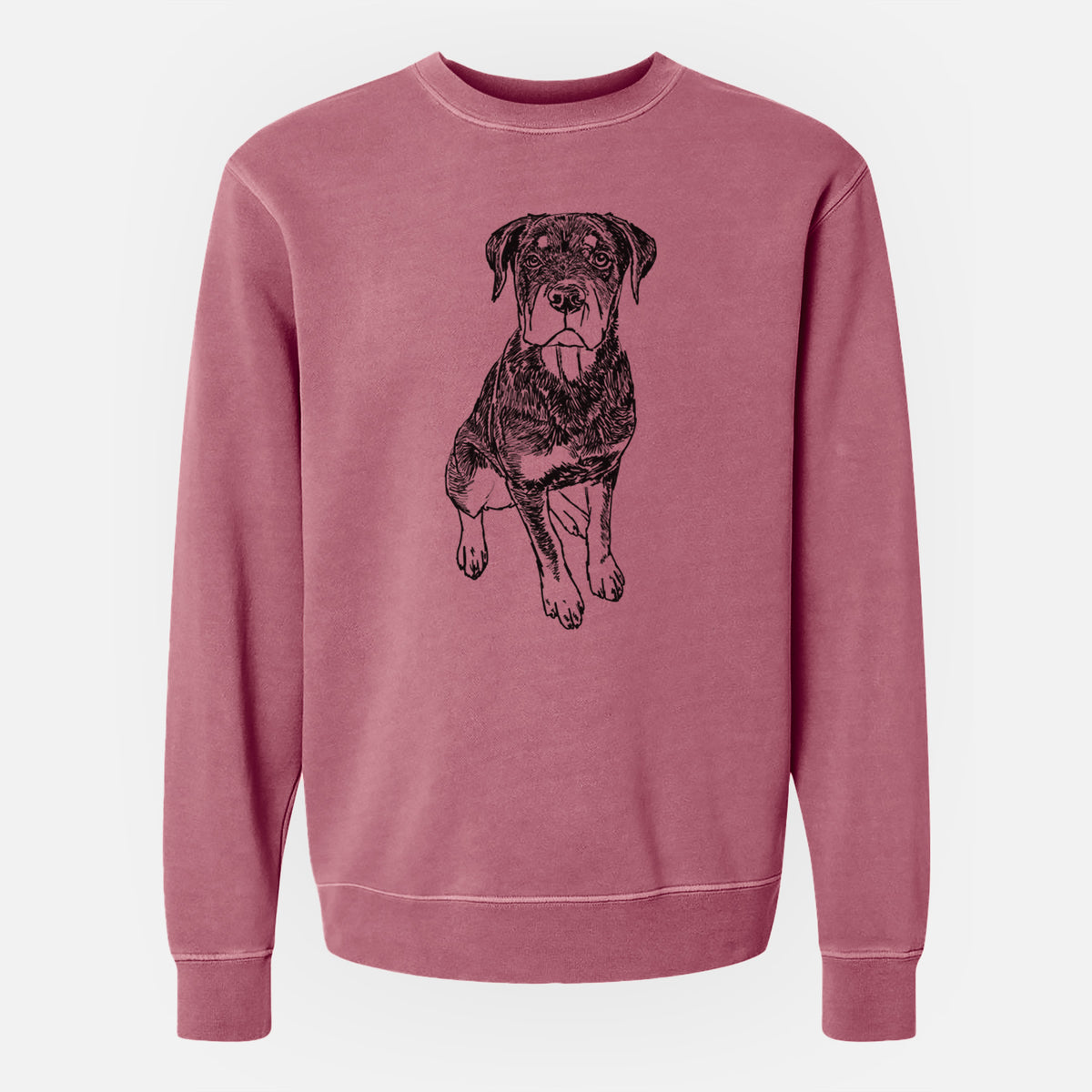 Doodled Lincoln the Rottweiler Puppy - Unisex Pigment Dyed Crew Sweatshirt