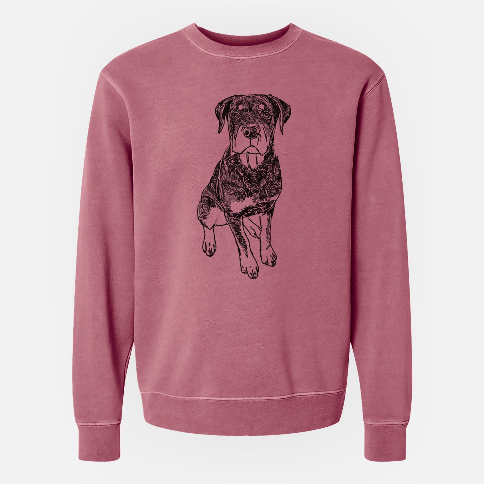 Doodled Lincoln the Rottweiler Puppy - Unisex Pigment Dyed Crew Sweatshirt