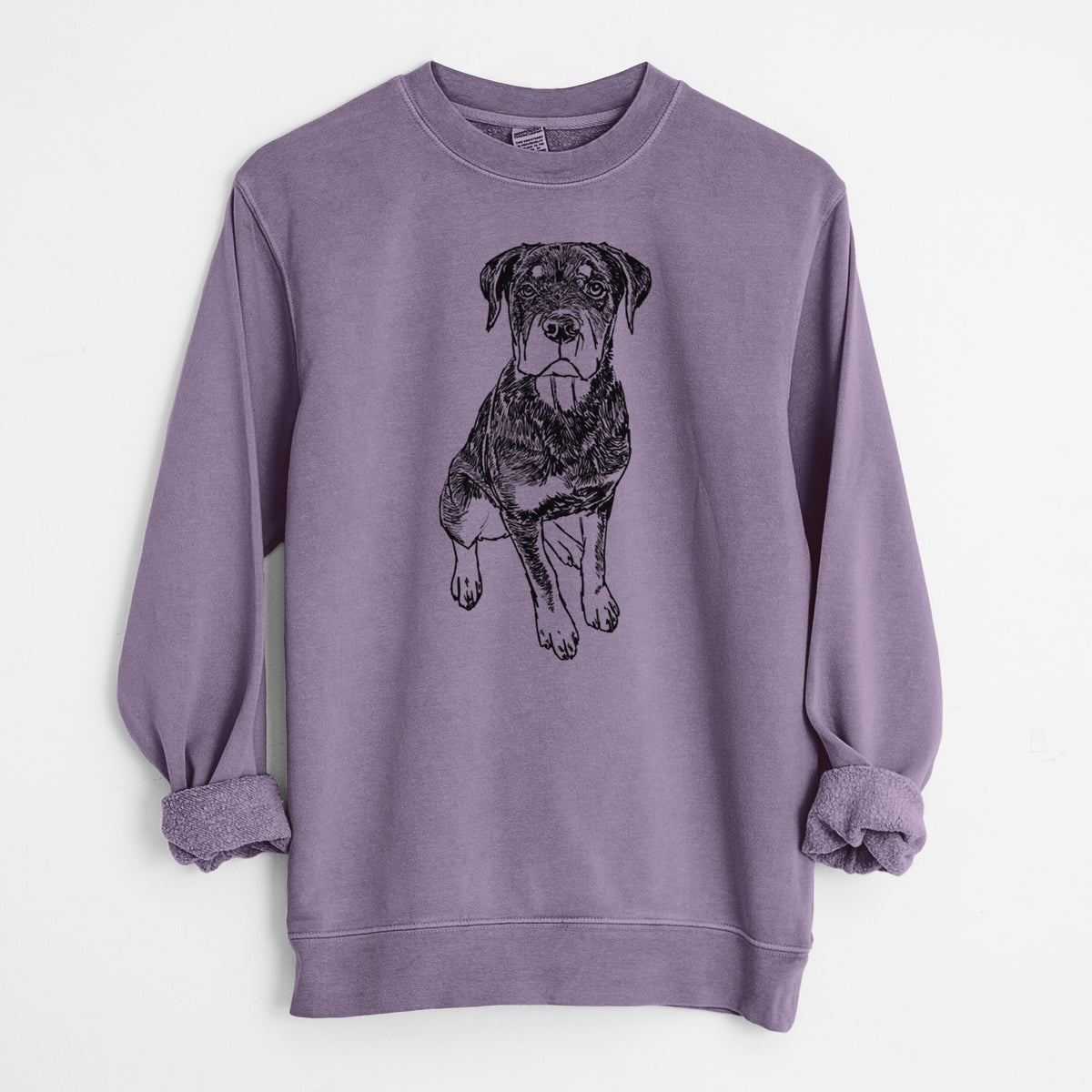 Doodled Lincoln the Rottweiler Puppy - Unisex Pigment Dyed Crew Sweatshirt