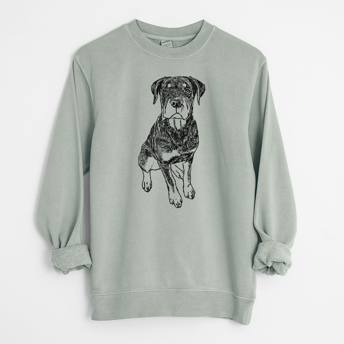 Doodled Lincoln the Rottweiler Puppy - Unisex Pigment Dyed Crew Sweatshirt