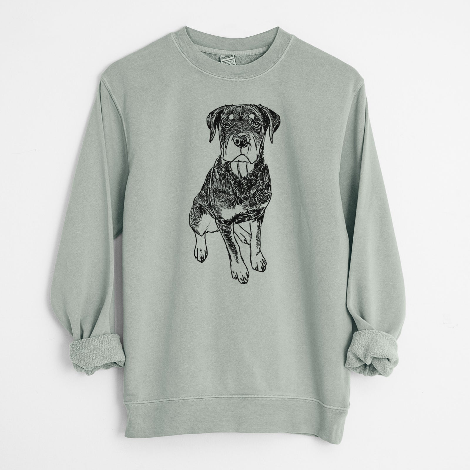 Doodled Lincoln the Rottweiler Puppy - Unisex Pigment Dyed Crew Sweatshirt