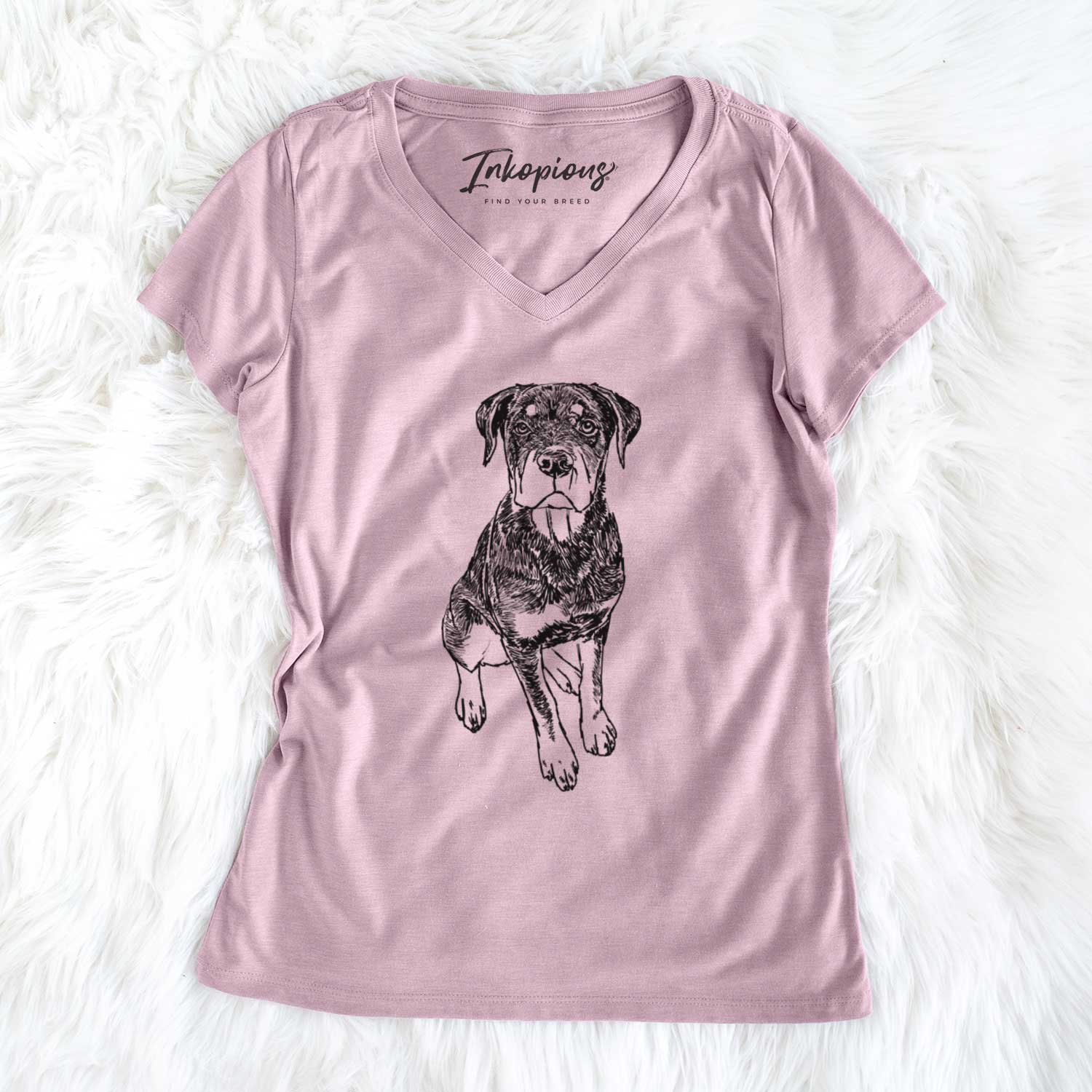 Doodled Lincoln the Rottweiler Puppy - Women's V-neck Shirt