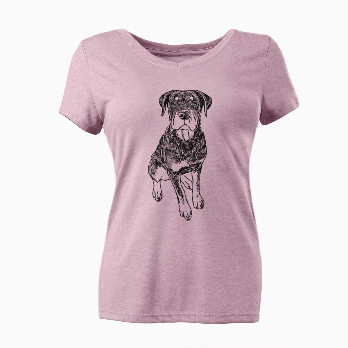 Doodled Lincoln the Rottweiler Puppy - Women's V-neck Shirt