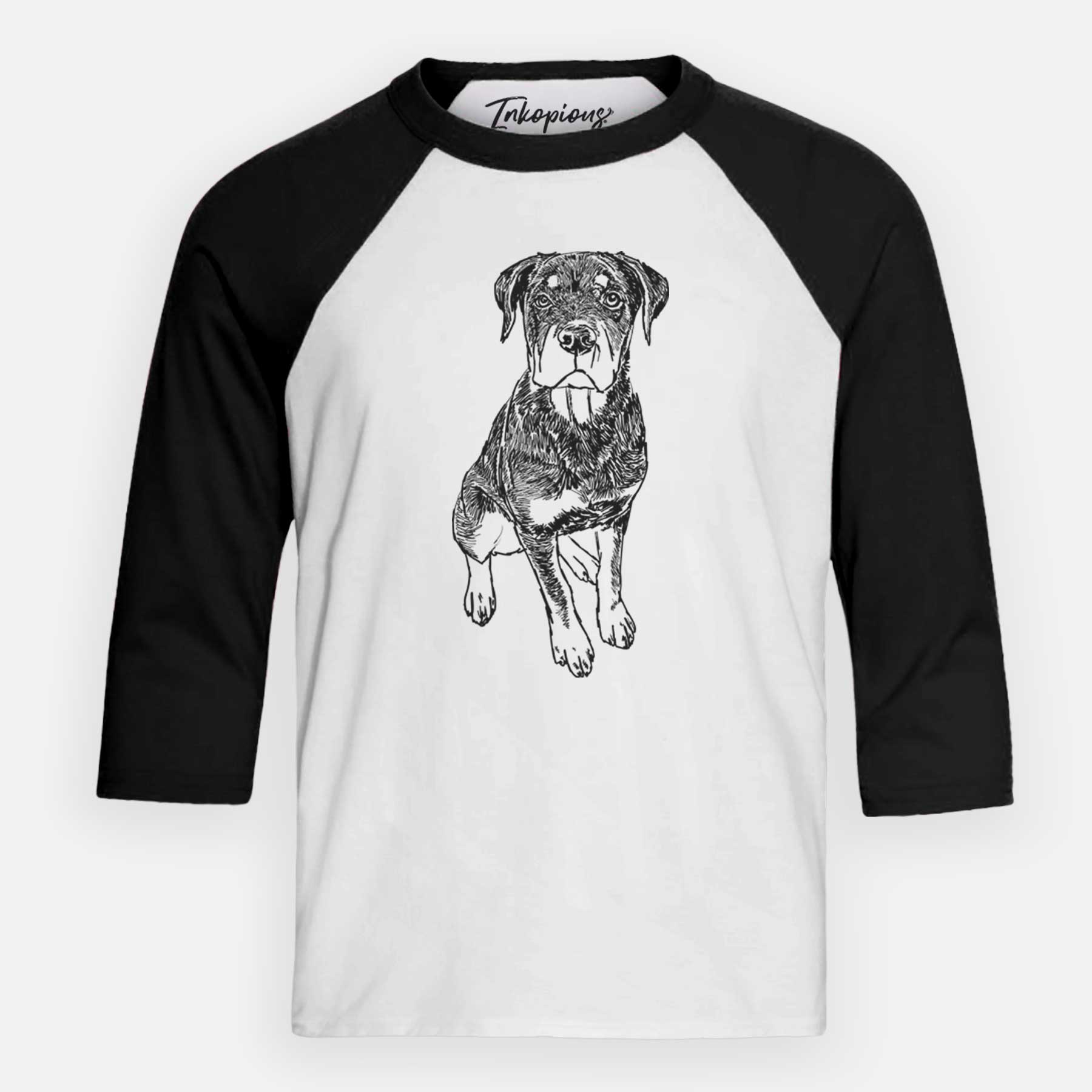 Doodled Lincoln the Rottweiler Puppy - Youth 3/4 Long Sleeve