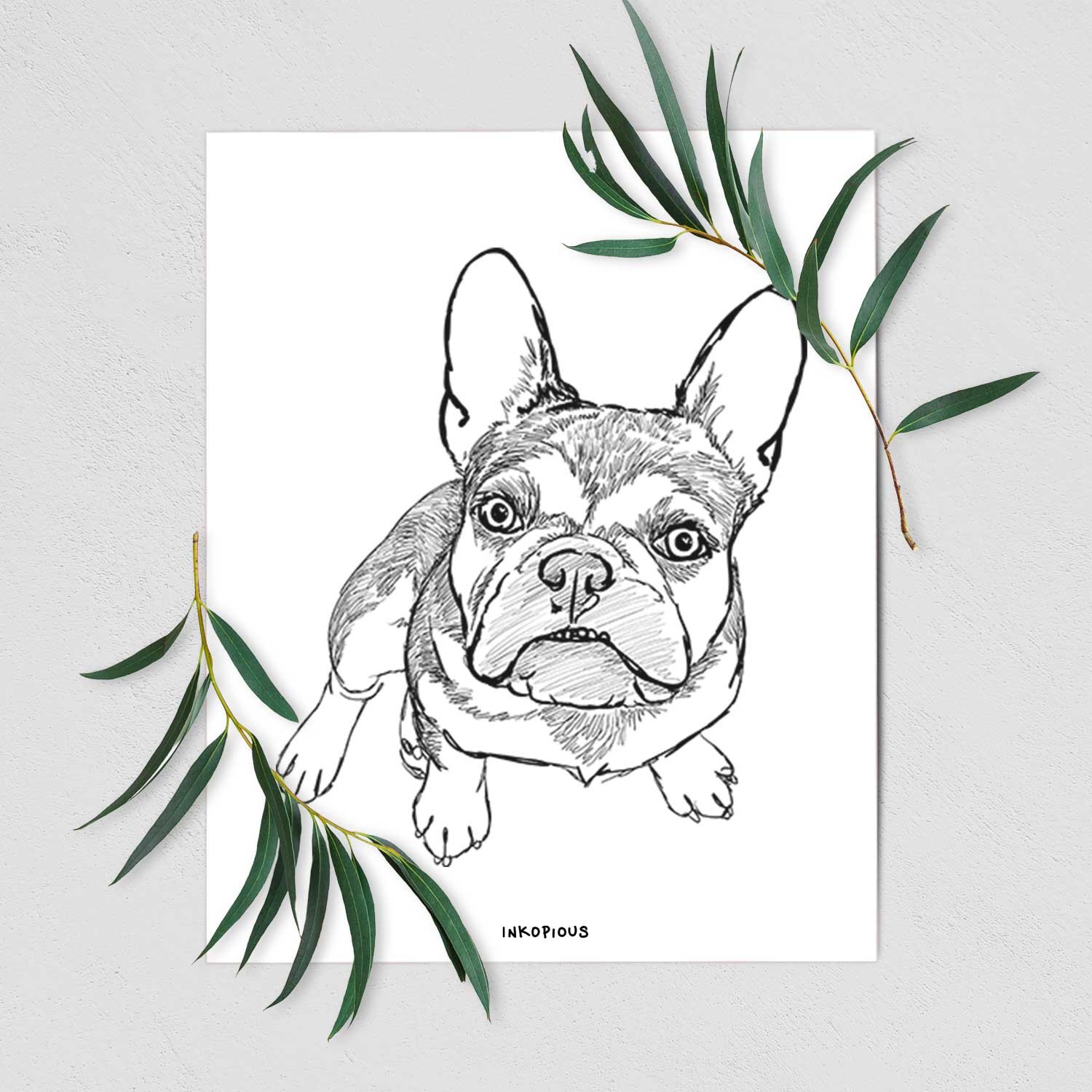 Doodled Lincoln the French Bulldog Art Print