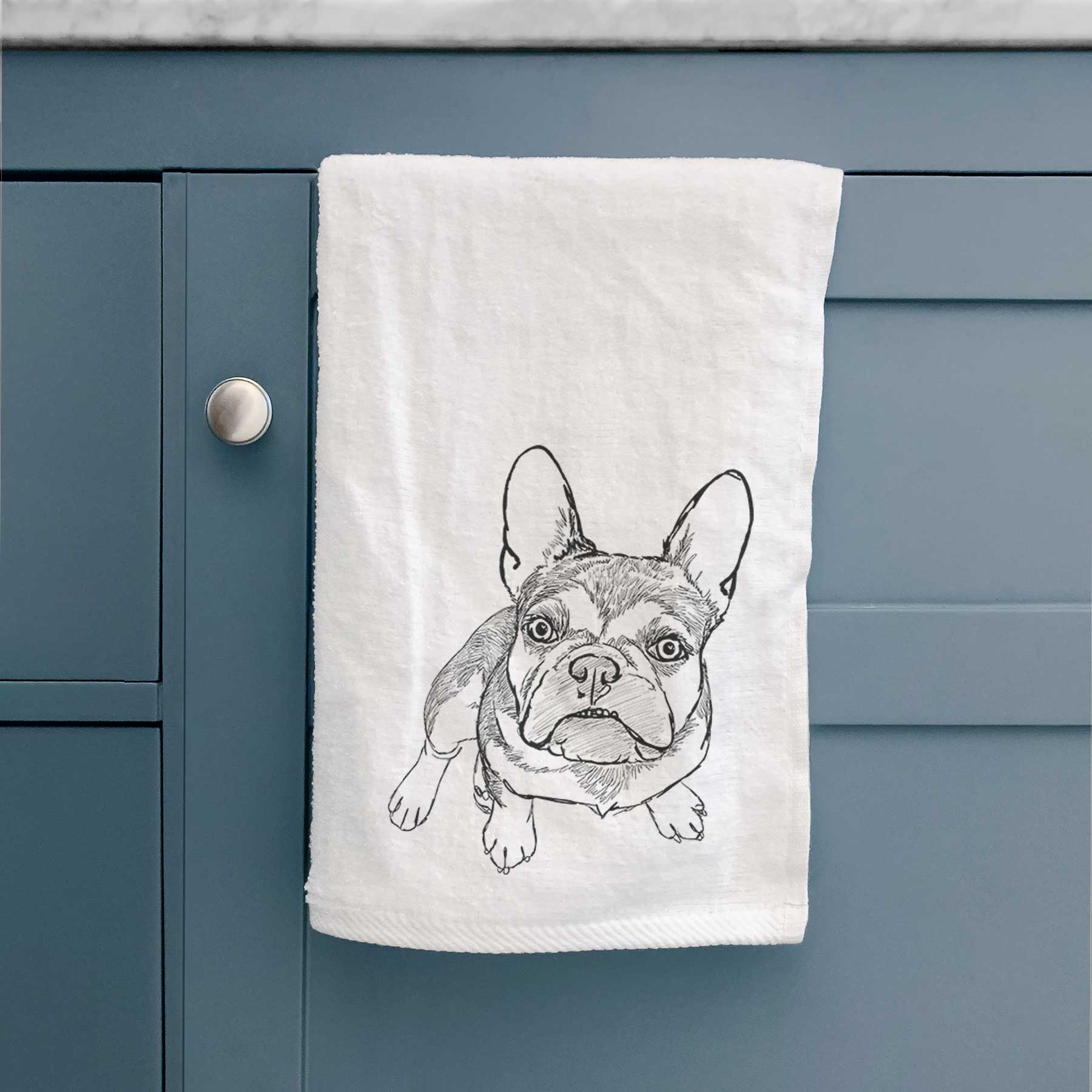 Doodled Lincoln the French Bulldog Decorative Hand Towel