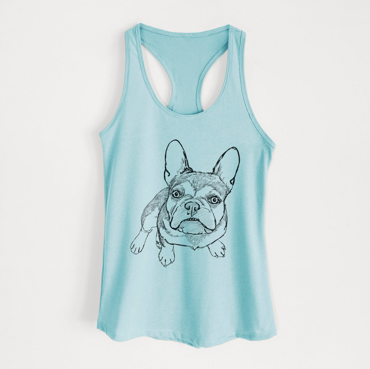 Doodled Lincoln the French Bulldog - Women&#39;s Racerback Tanktop